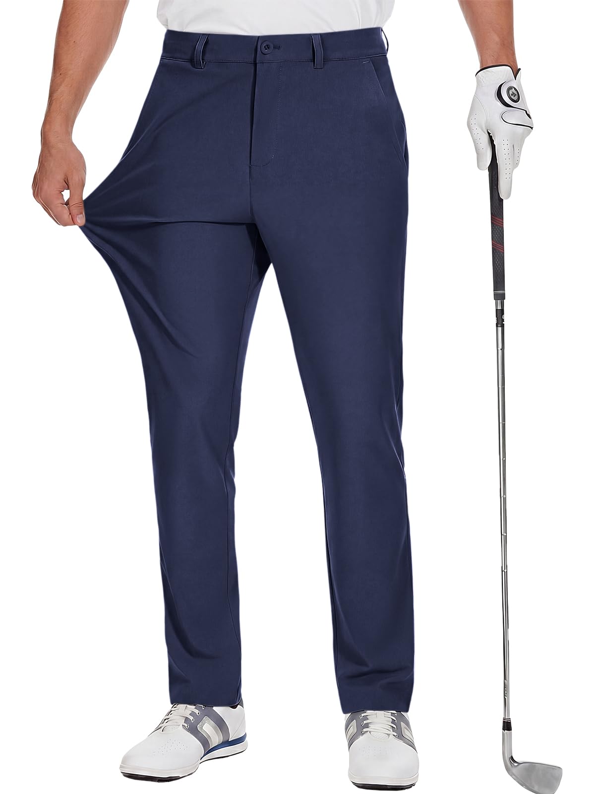Runcati Mens Golf Pants Stretch Dress Work Pants Casual Slacks 30"/32"/34" | Slim Fit Chino, Tapered, Lightweight Fabric, Quick-Dry, 3 Functional Pockets, Straight Leg Trousers, Business Golf Wear