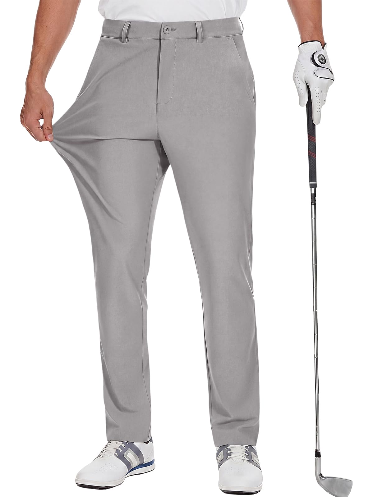Runcati Mens Golf Pants Stretch Dress Work Pants Casual Slacks 30"/32"/34" | Slim Fit Chino, Tapered, Lightweight Fabric, Quick-Dry, 3 Functional Pockets, Straight Leg Trousers, Business Golf Wear