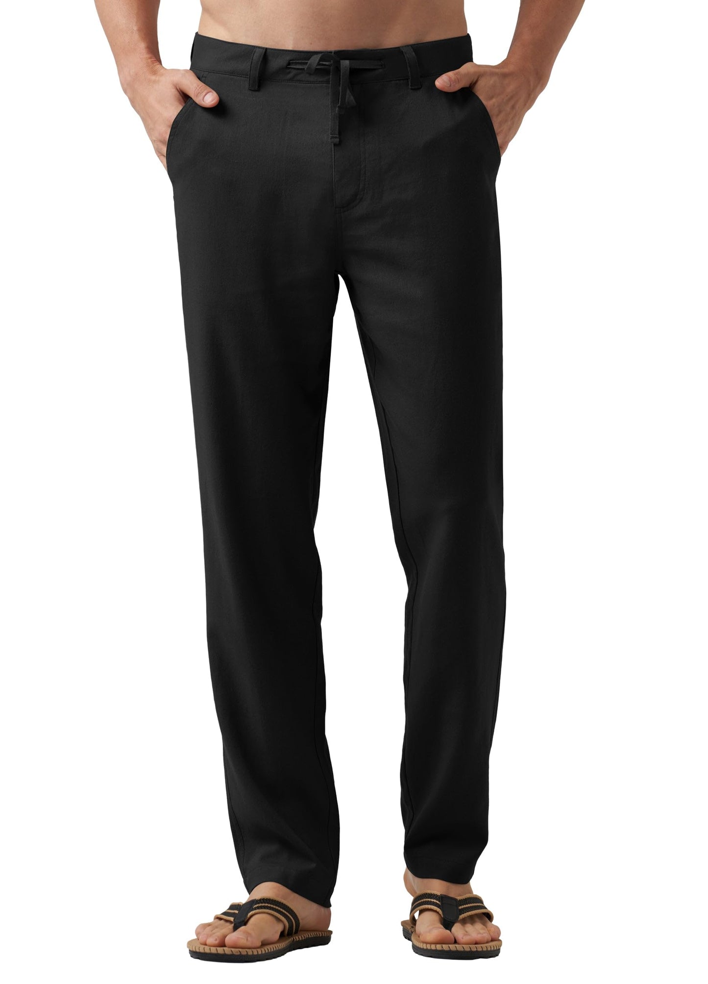 Willit Men's Linen Pants Casual with Pockets 29" 30" 32" | Linen Dress Pants, Drawstring, Beach Summer Travel, Lightweight Trousers