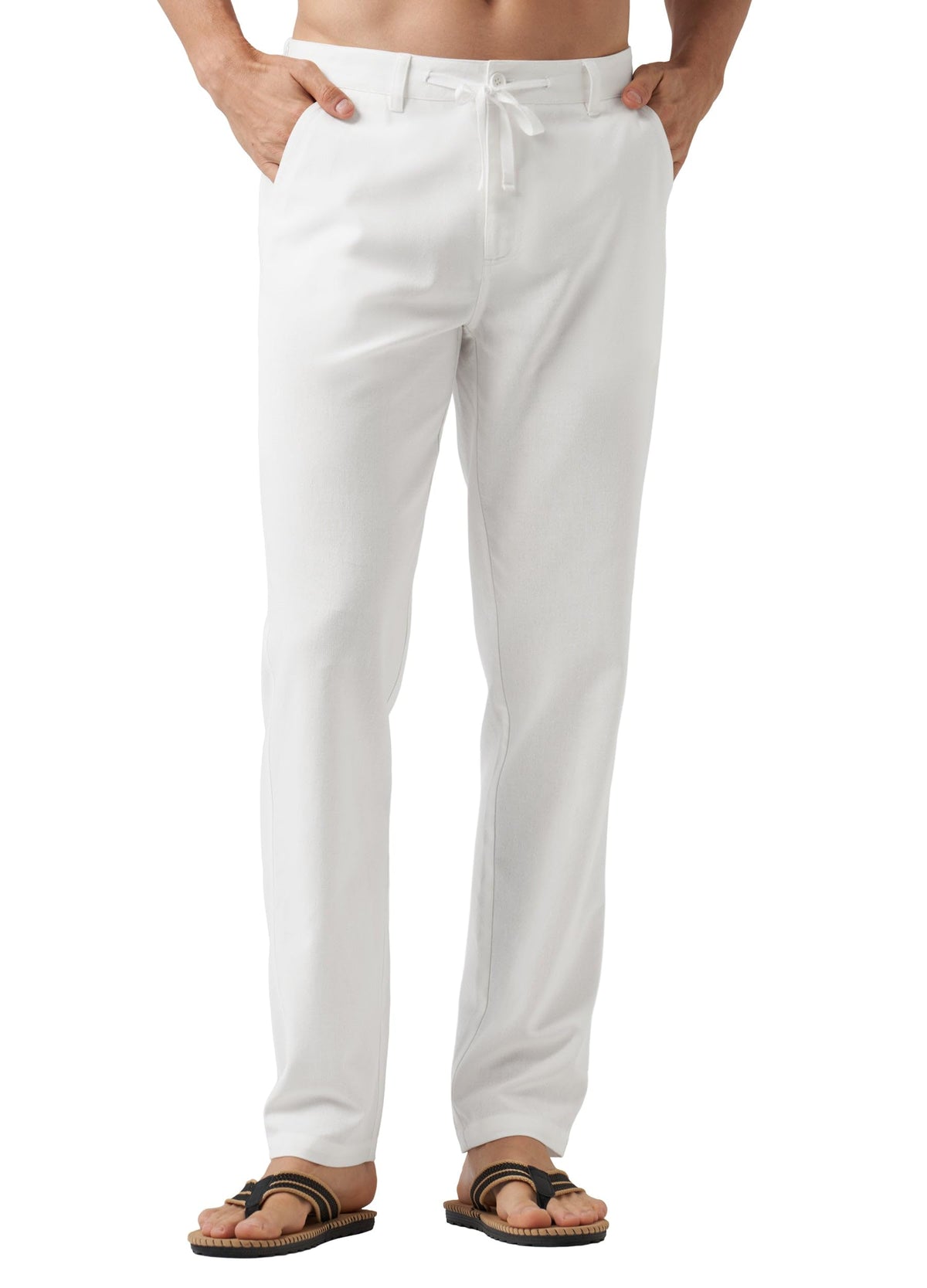 Willit Men's Linen Pants Casual with Pockets 29" 30" 32" | Linen Dress Pants, Drawstring, Beach Summer Travel, Lightweight Trousers