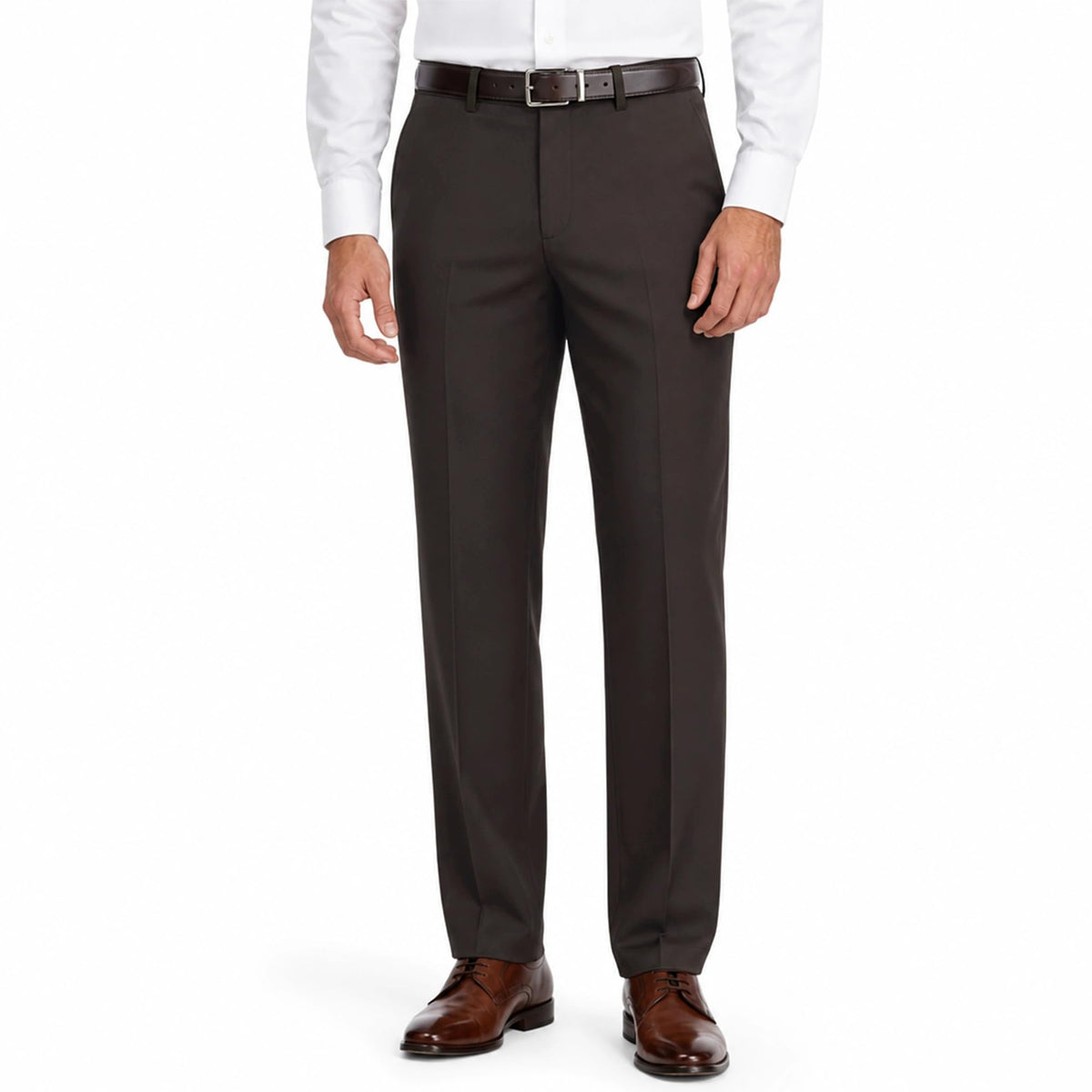 Mens Dress Pants Classic Fit Wrinkle-Free Expandable Waist Slacks | Breathable Fabric, Work Business Office, Flat Front, 4 Pockets, Machine Washable