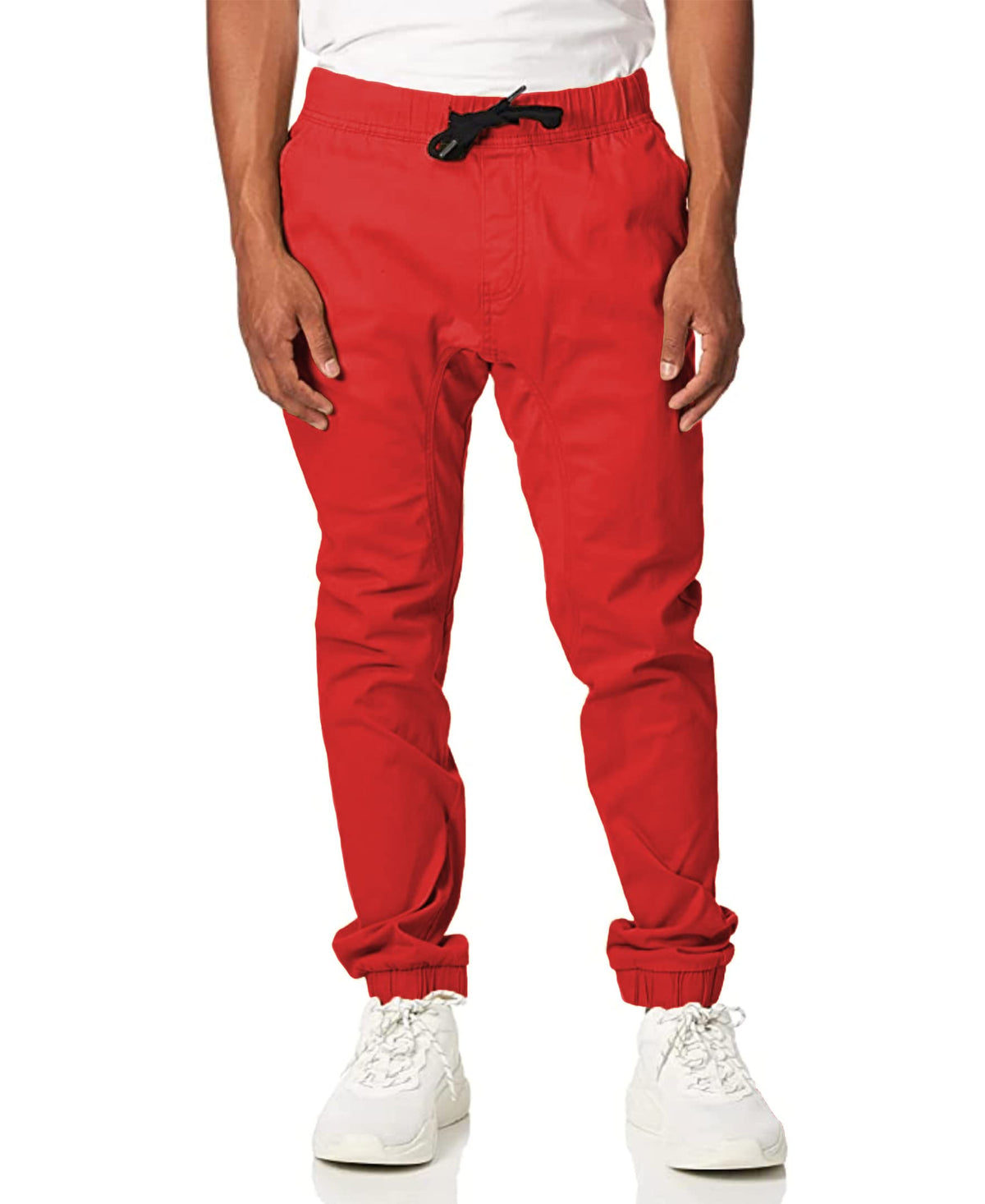 WT02 Mens Jogger Pants in Basic Solid Colors and Stretch Twill Fabric