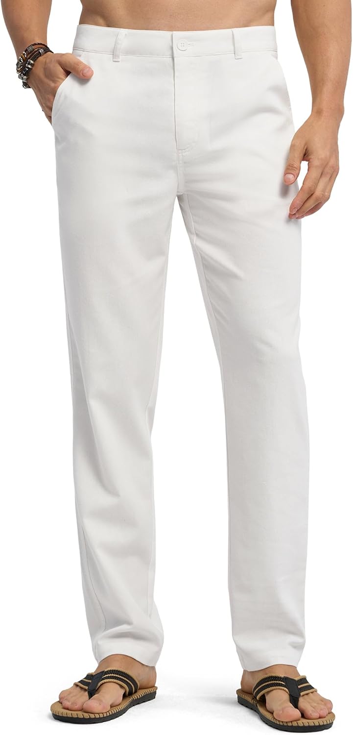 Willit Men's Linen Pants Casual Linen Dress Pants Beach Summer Lightweight Trousers 28" 30" 32"