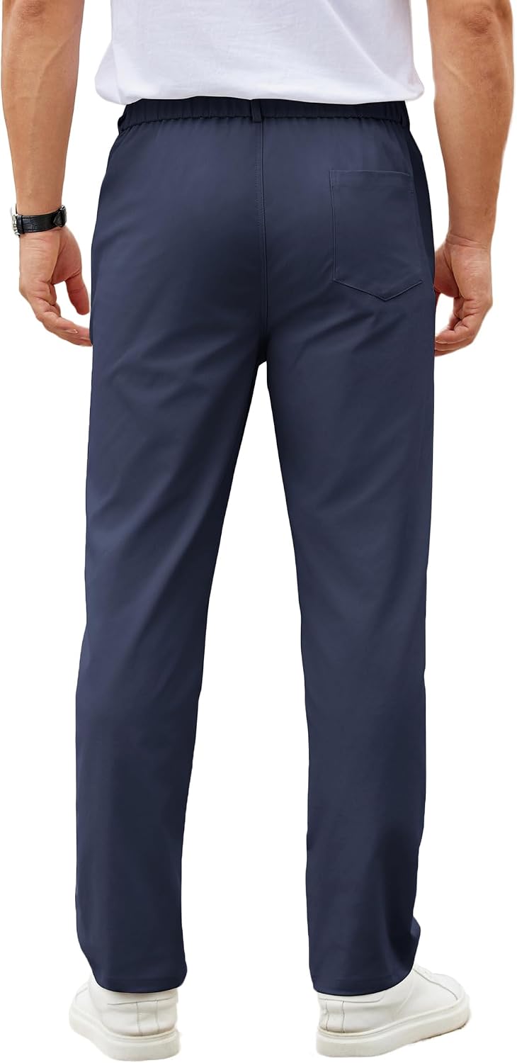 COOFANDY Mens Casual Chino Pants Elastic Waist Classic-Fit Dress Slacks | Hybrid Waistband, Flat Front, Lightweight, Stretchy, Comfortable, Straight Leg, Business Casual Trousers