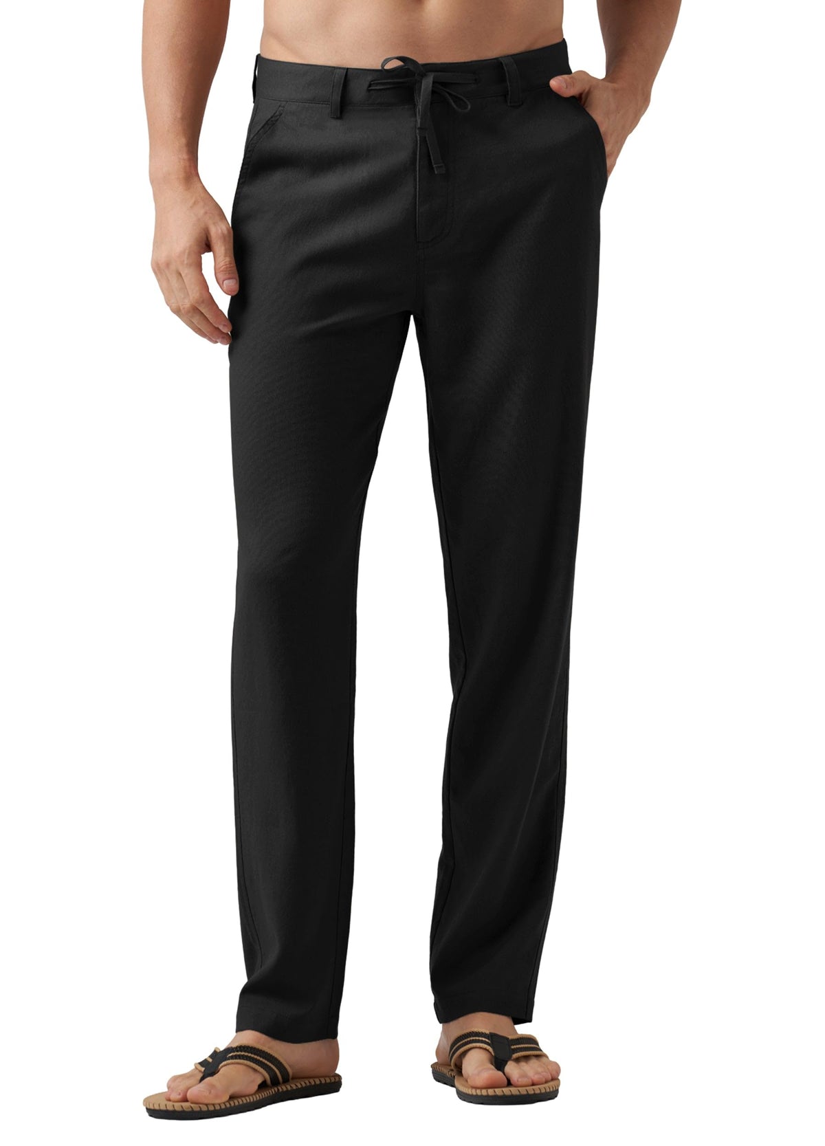 Willit Men's Linen Pants Casual with Pockets 29" 30" 32" | Linen Dress Pants, Drawstring, Beach Summer Travel, Lightweight Trousers