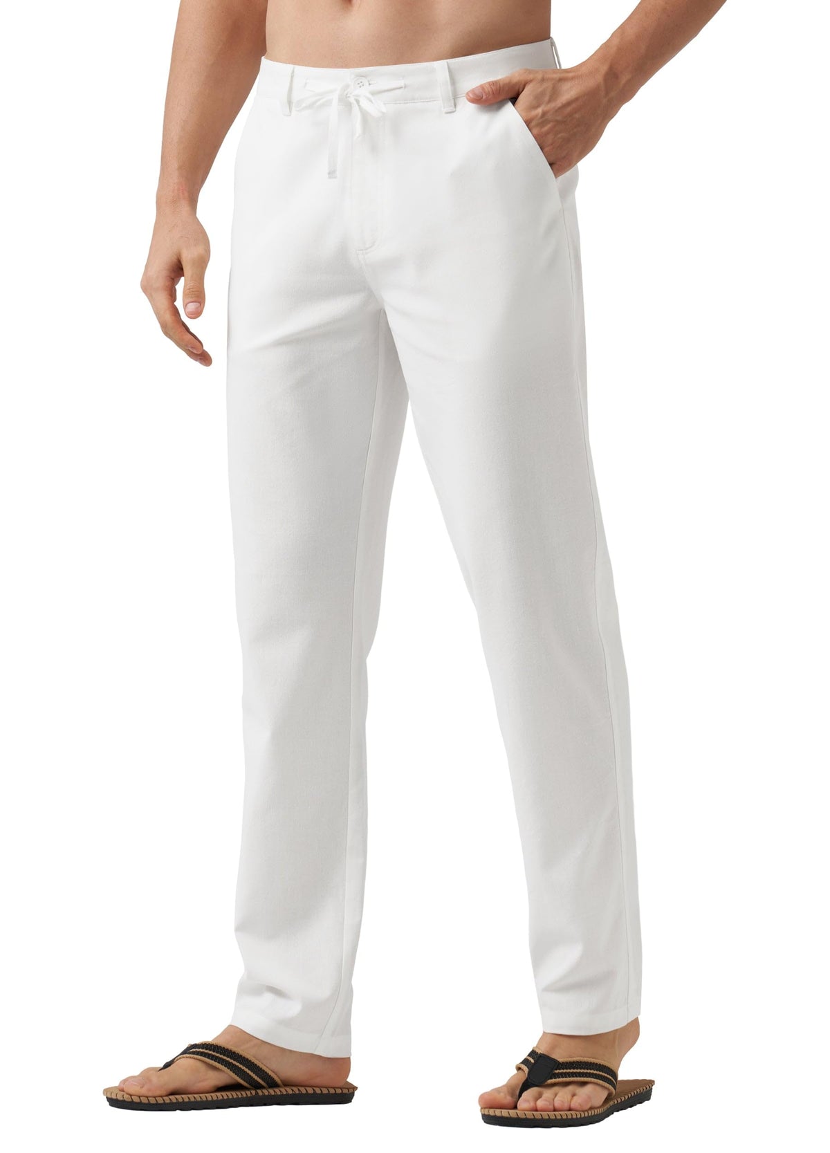 Willit Men's Linen Pants Casual with Pockets 29" 30" 32" | Linen Dress Pants, Drawstring, Beach Summer Travel, Lightweight Trousers