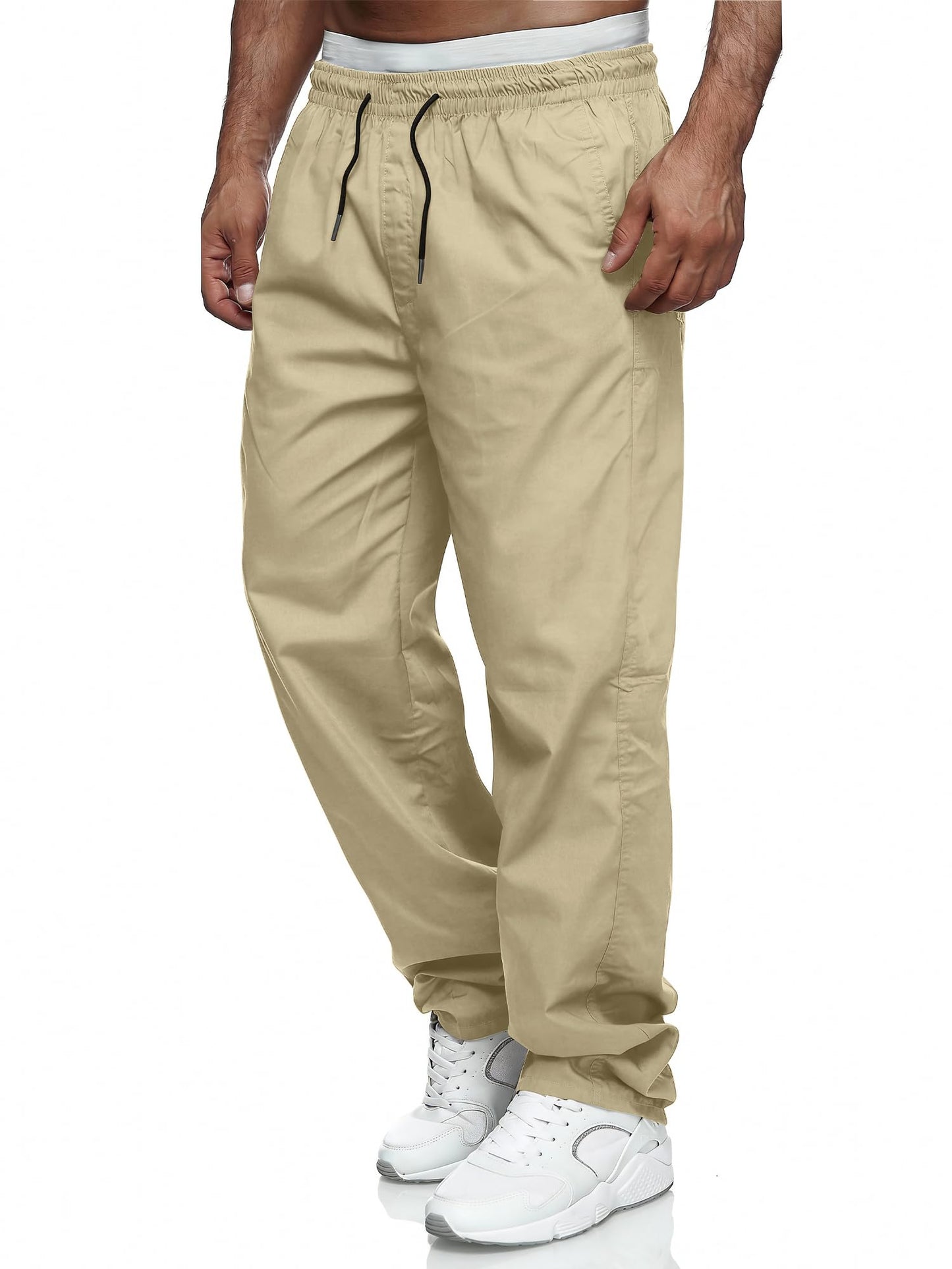Comdecevis Men's Relaxed Fit Elastic Waist Casual Pants | Soft fabric, breathable joggers, drawstring design, sweatpants with pockets, travel, hiking