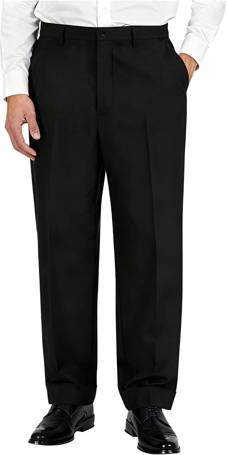 Soojun Men's Classic Fit Flex Waist Flat Front Dress Pant
