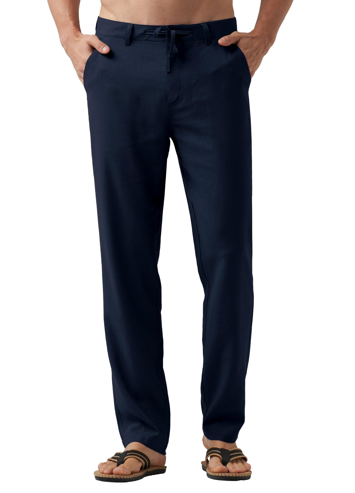 Willit Men's Linen Pants Casual with Pockets 29" 30" 32" | Linen Dress Pants, Drawstring, Beach Summer Travel, Lightweight Trousers