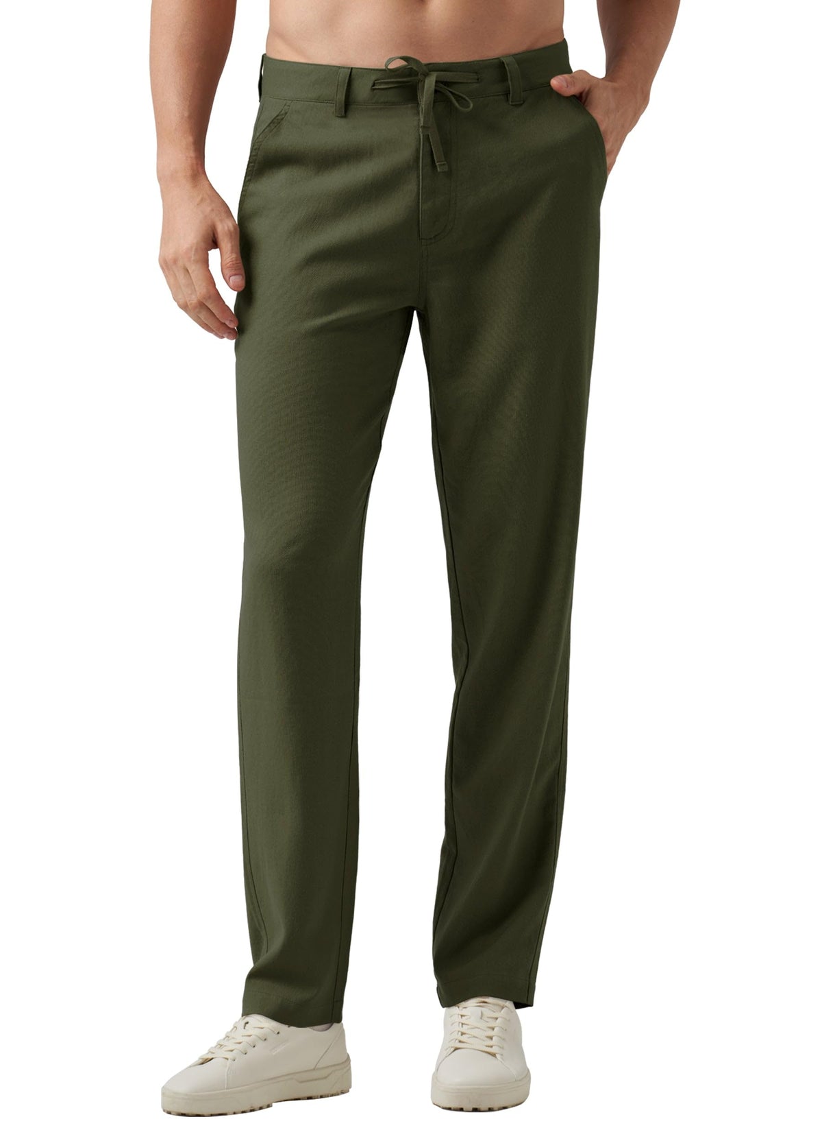 Willit Men's Linen Pants Casual with Pockets 29" 30" 32" | Linen Dress Pants, Drawstring, Beach Summer Travel, Lightweight Trousers