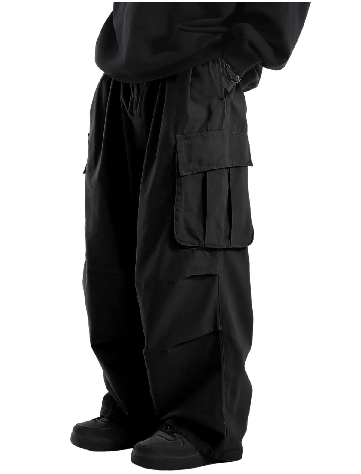 ZAFUL Men's Baggy Cargo Pants Drawstring Parachute Pant with Pockets | Wide Leg Pant,Y2k, Loose Fit, Joggers Hiking Pants, Hip Hop Pants, Flap Pockets, Streetwear