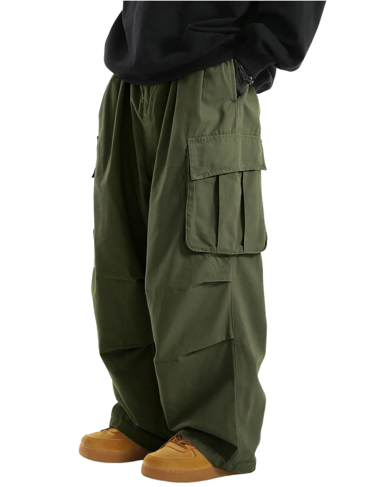 ZAFUL Men's Baggy Cargo Pants Drawstring Parachute Pant with Pockets | Wide Leg Pant,Y2k, Loose Fit, Joggers Hiking Pants, Hip Hop Pants, Flap Pockets, Streetwear