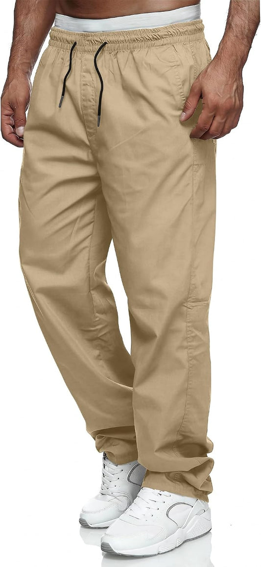 Comdecevis Men's Relaxed Fit Elastic Waist Casual Pants | Soft fabric, breathable joggers, drawstring design, sweatpants with pockets, travel, hiking
