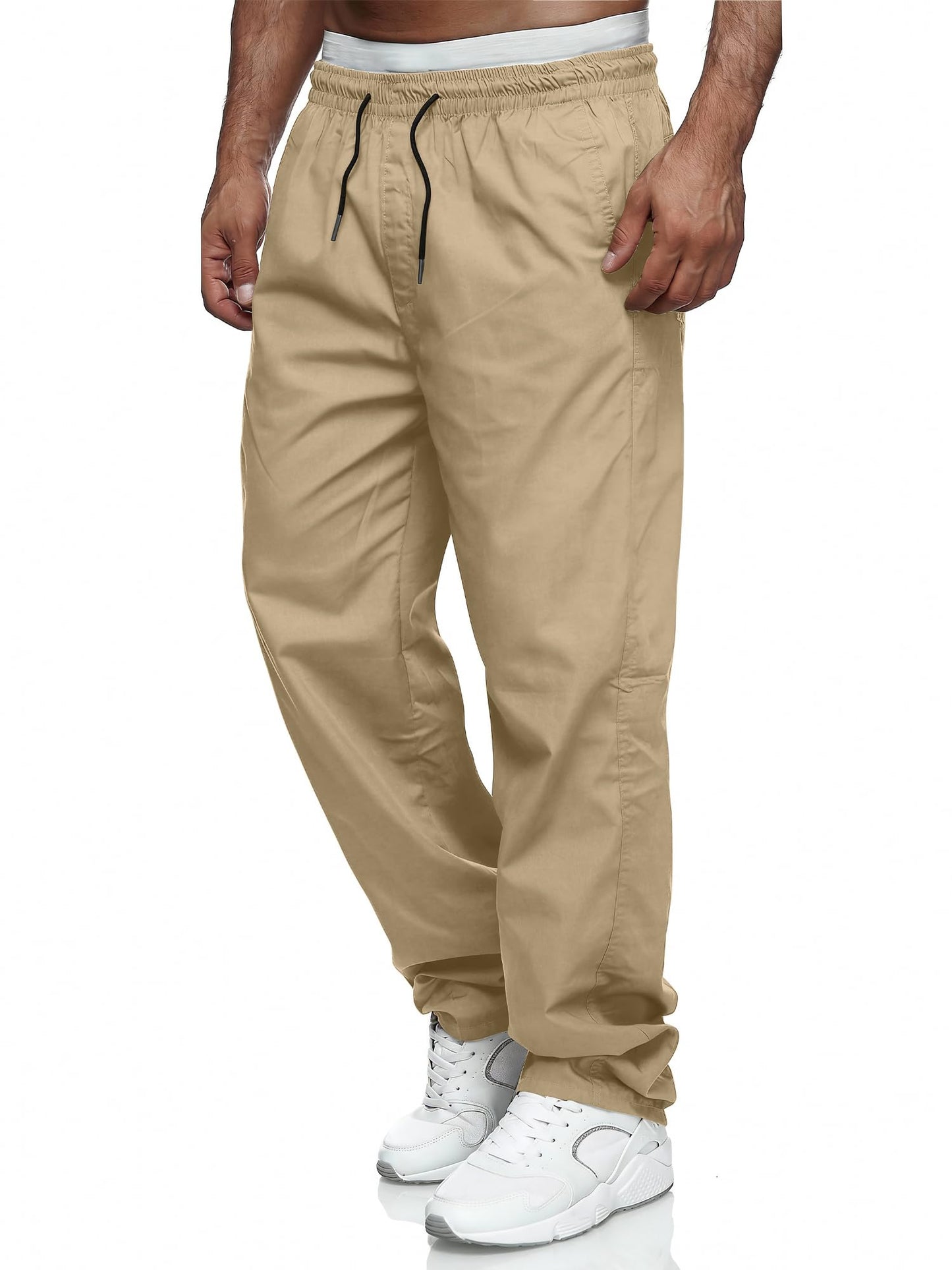 Comdecevis Men's Relaxed Fit Elastic Waist Casual Pants | Soft fabric, breathable joggers, drawstring design, sweatpants with pockets, travel, hiking