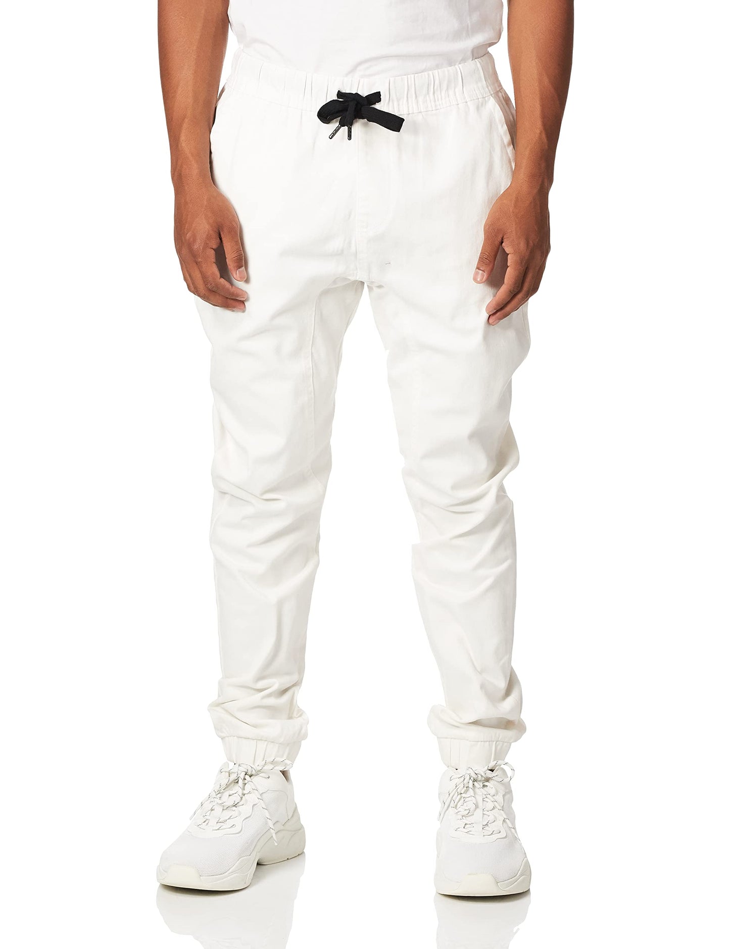 WT02 Mens Jogger Pants in Basic Solid Colors and Stretch Twill Fabric