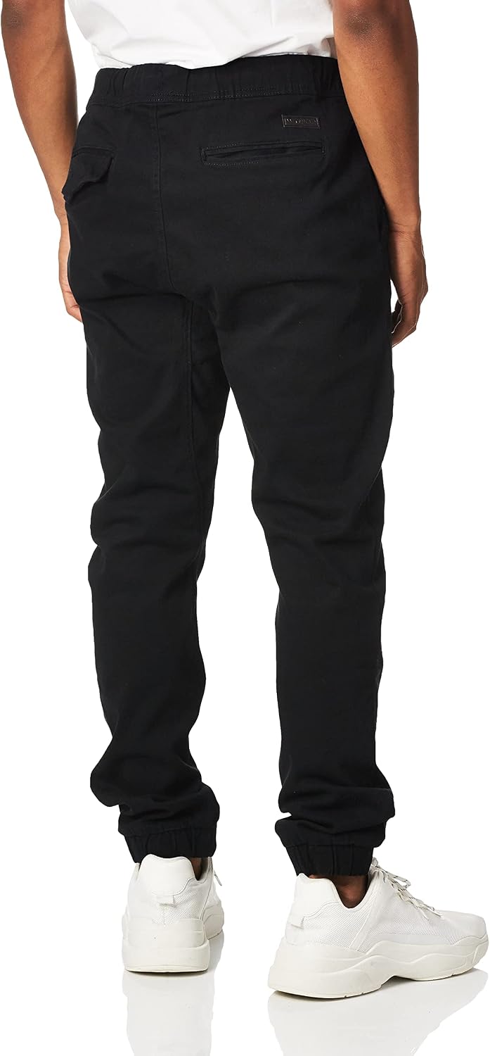 WT02 Mens Jogger Pants in Basic Solid Colors and Stretch Twill Fabric