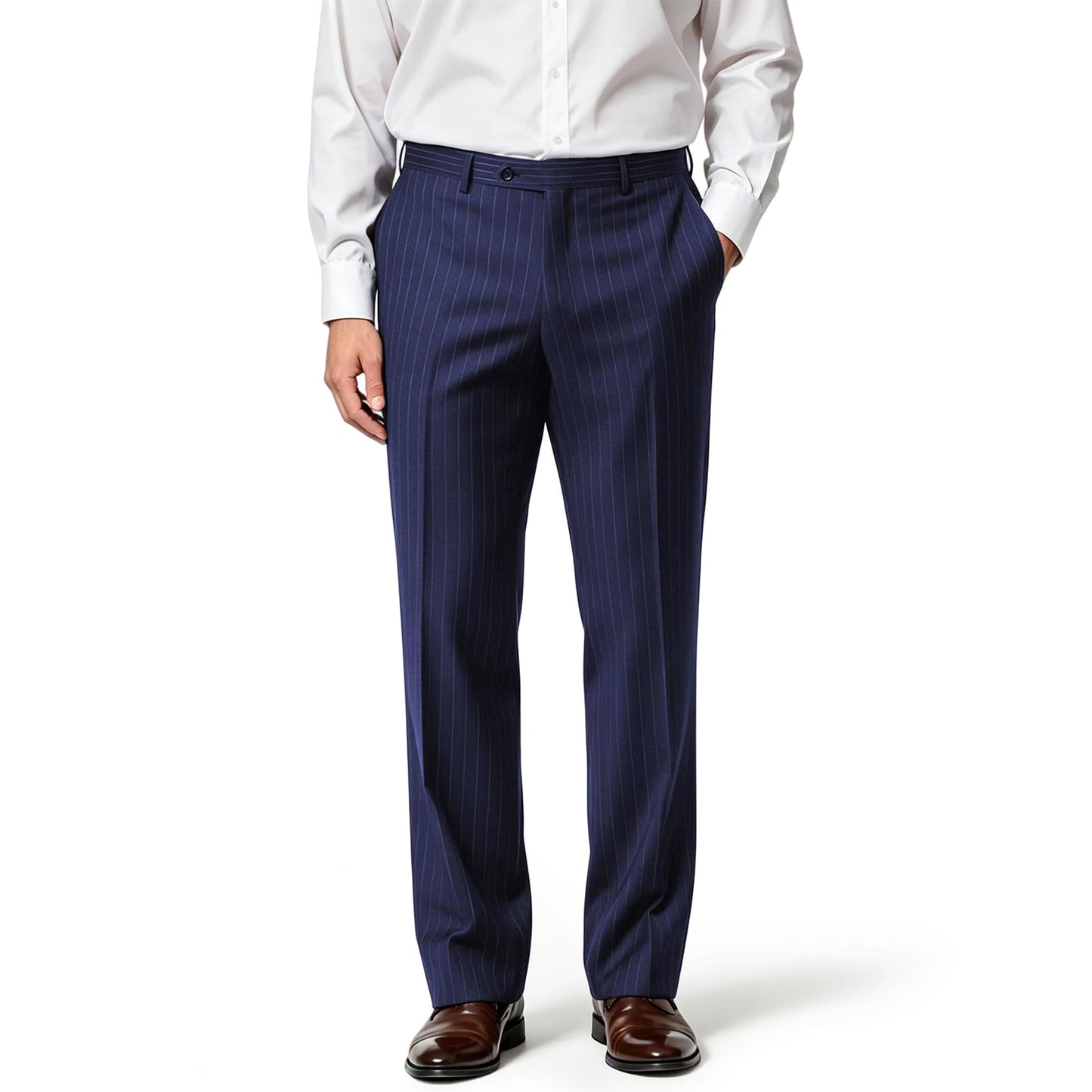 Mens Dress Pants Classic Fit Wrinkle-Free Expandable Waist Slacks | Breathable Fabric, Work Business Office, Flat Front, 4 Pockets, Machine Washable