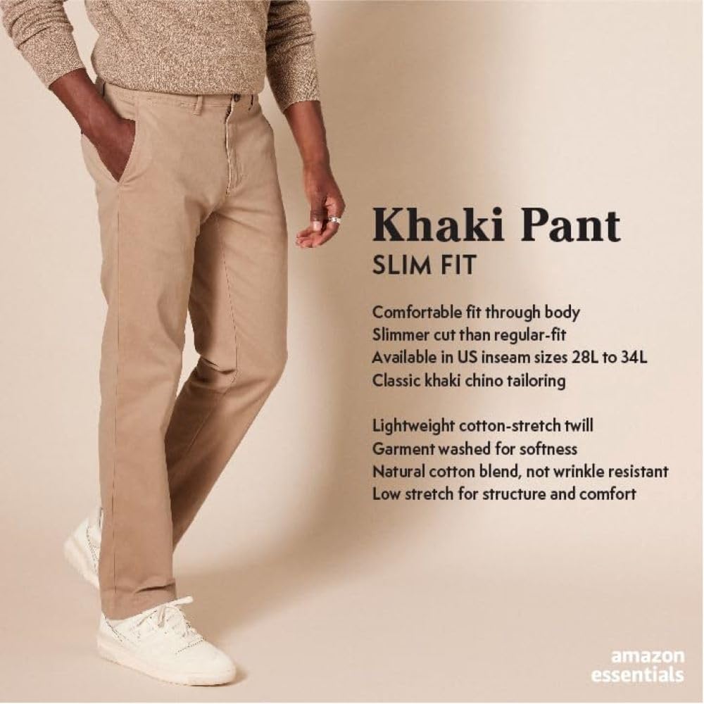 Amazon Essentials Men's Slim-Fit All-Day Stretch Casual Chino Pant