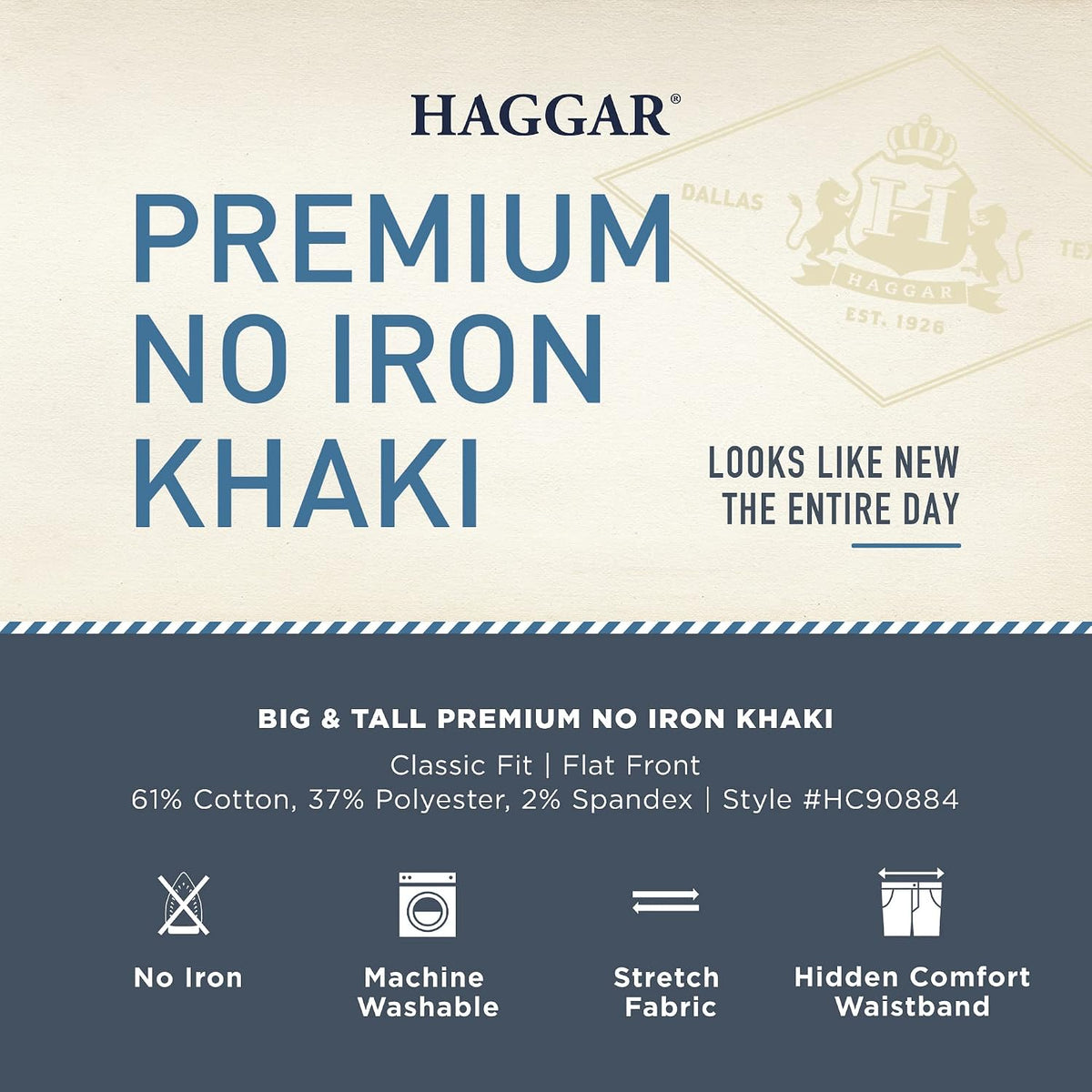 Haggar Men's Big & Tall Classic Fit Premium No Iron Khaki Pant