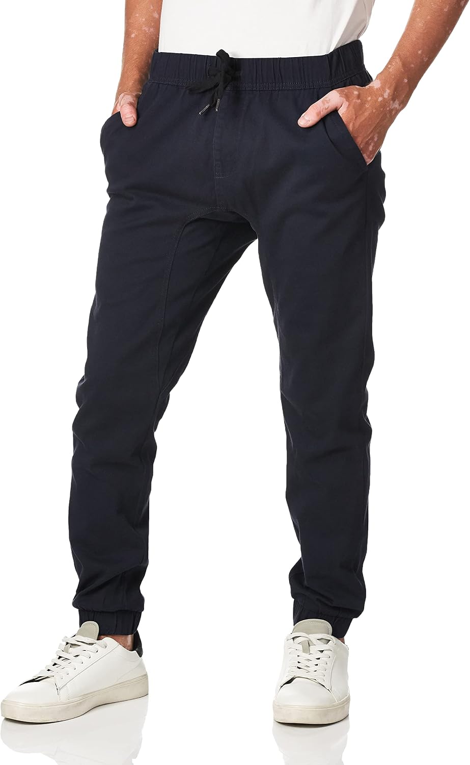 WT02 Mens Jogger Pants in Basic Solid Colors and Stretch Twill Fabric