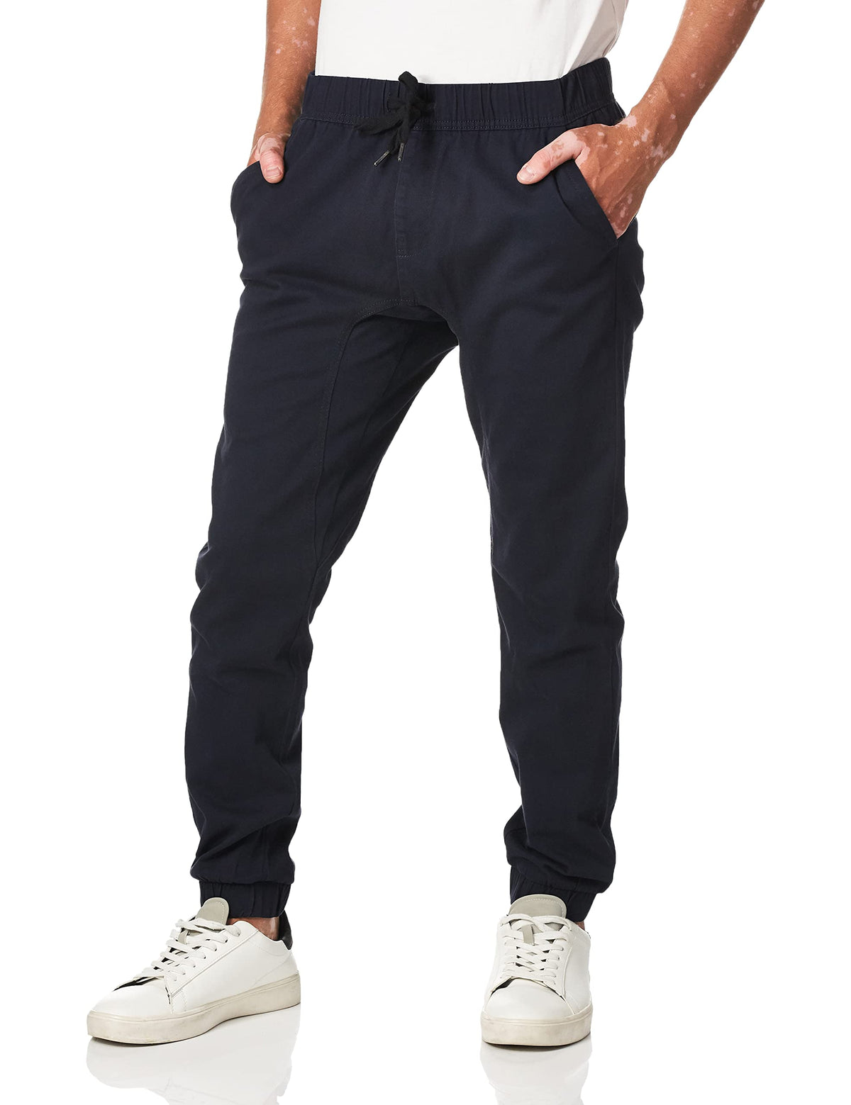 WT02 Mens Jogger Pants in Basic Solid Colors and Stretch Twill Fabric