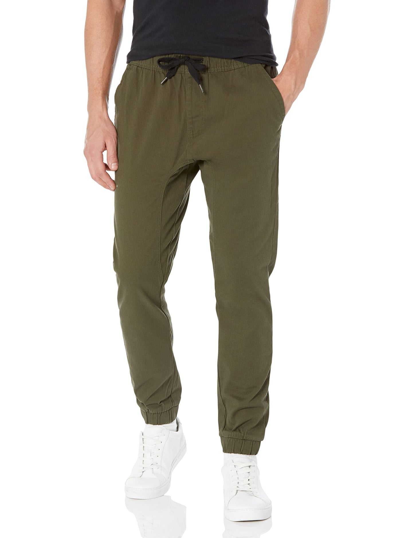 WT02 Mens Jogger Pants in Basic Solid Colors and Stretch Twill Fabric