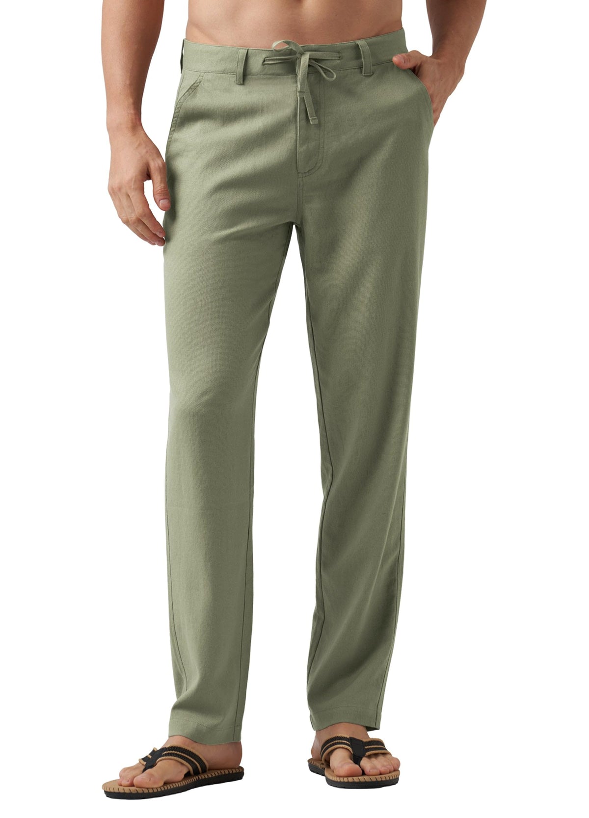 Willit Men's Linen Pants Casual with Pockets 29" 30" 32" | Linen Dress Pants, Drawstring, Beach Summer Travel, Lightweight Trousers