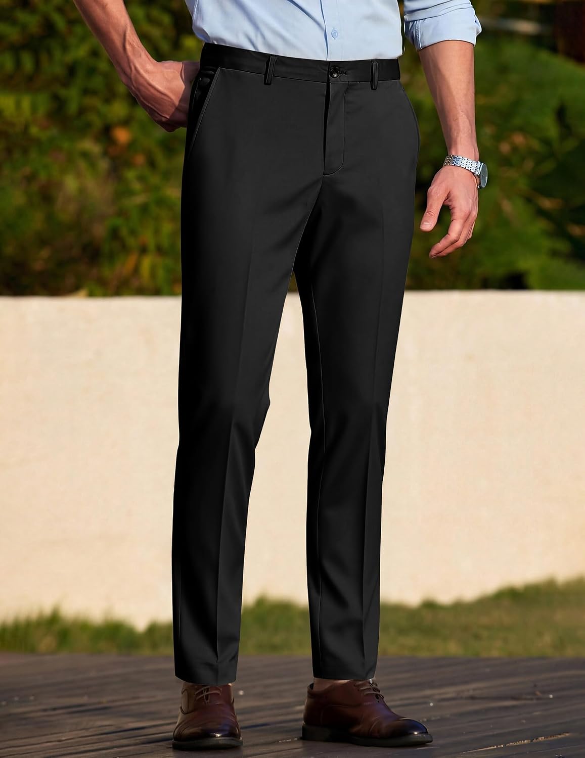 COOFANDY Men Dress Pants Slim Fit Suit Pants Expandable Waist Casual Slacks | Business Formal Trousers, Tuxedo Pant, Wrinkle Free, Flat Front, Straight Leg, Modern Style, Office Work Wedding Dinner Party