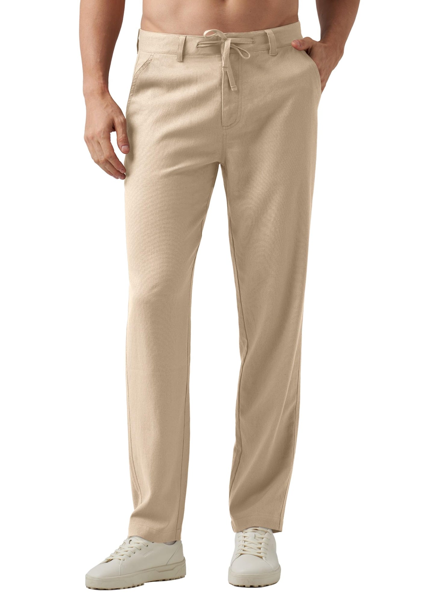 Willit Men's Linen Pants Casual with Pockets 29" 30" 32" | Linen Dress Pants, Drawstring, Beach Summer Travel, Lightweight Trousers