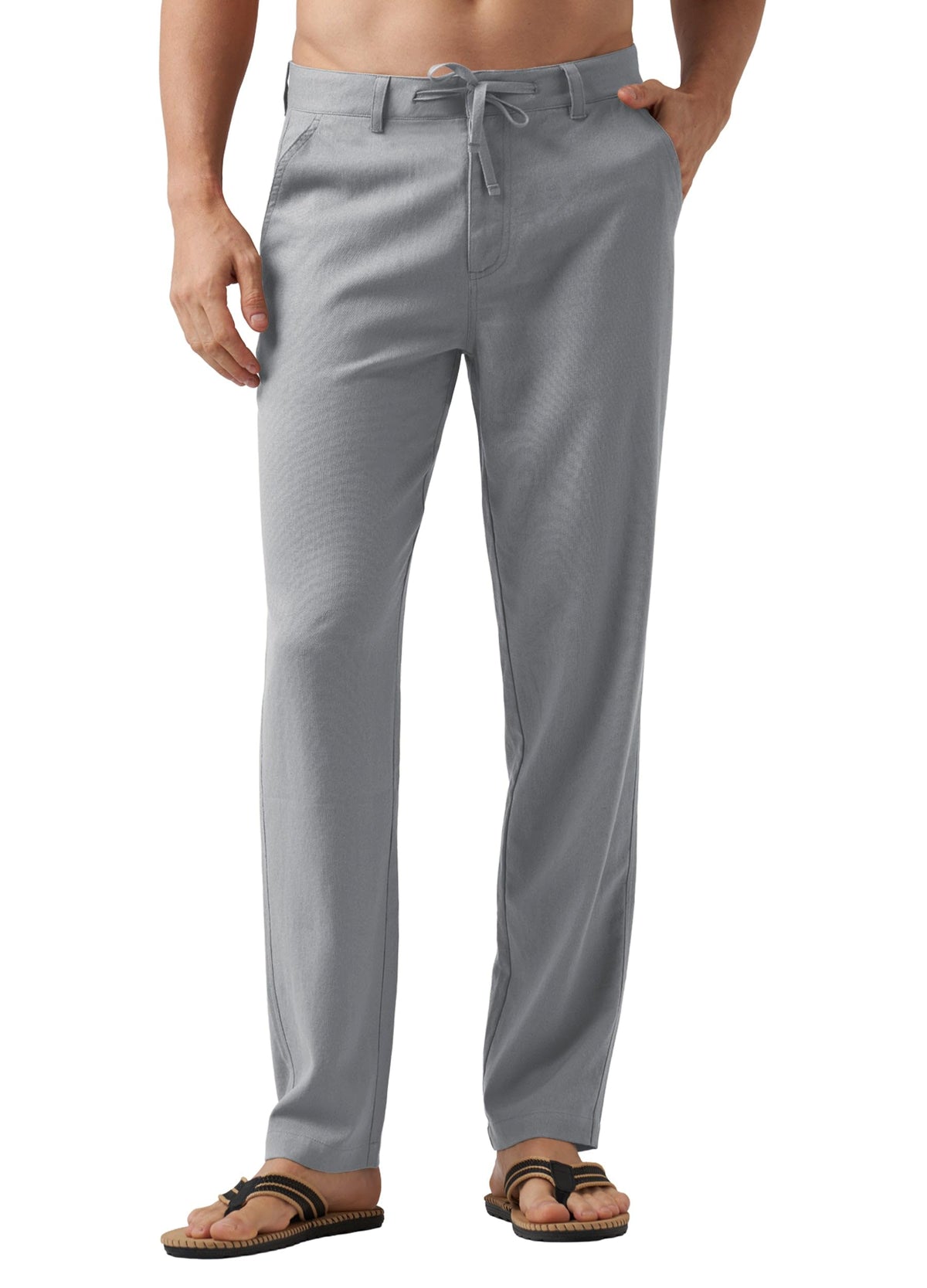Willit Men's Linen Pants Casual with Pockets 29" 30" 32" | Linen Dress Pants, Drawstring, Beach Summer Travel, Lightweight Trousers