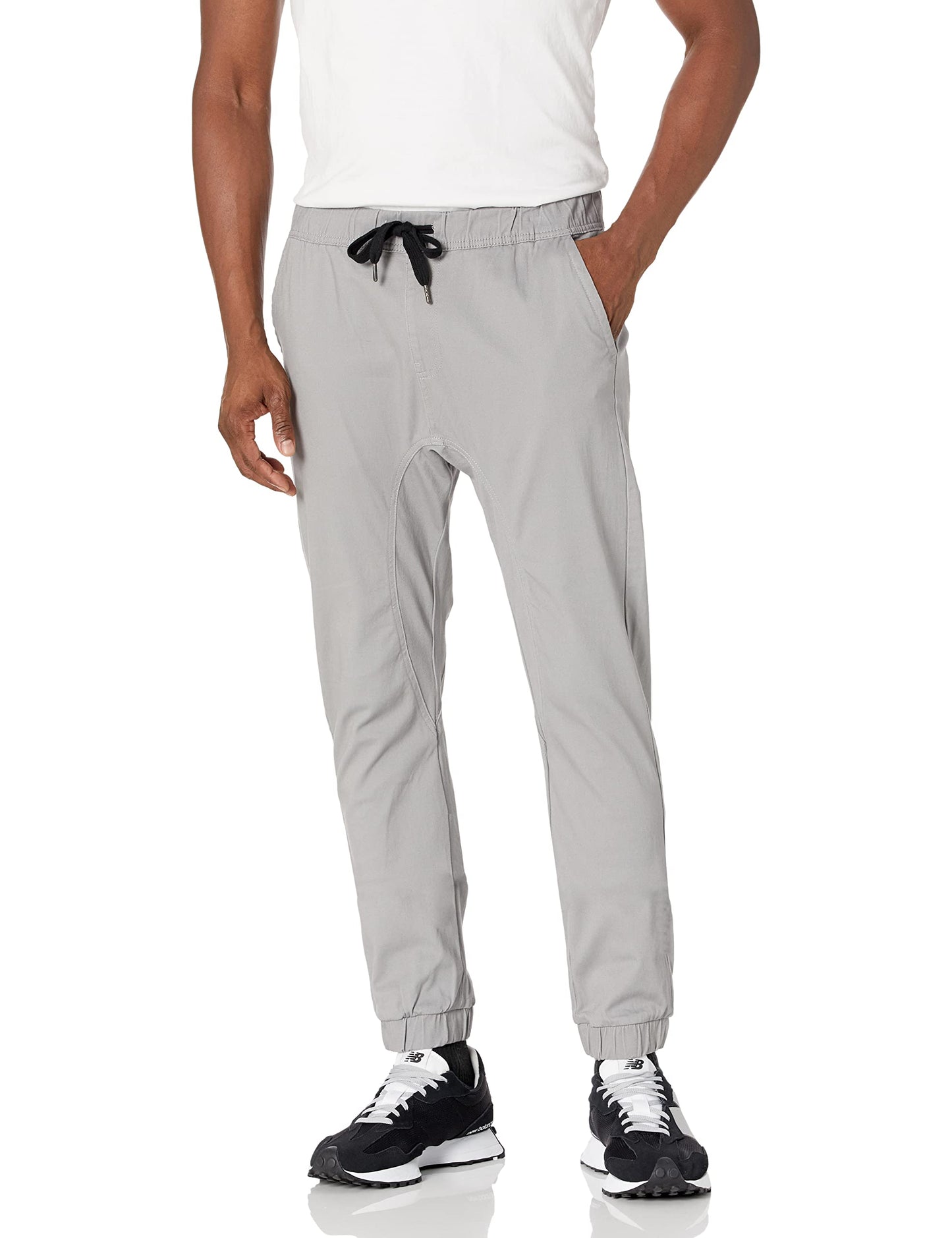 WT02 Mens Jogger Pants in Basic Solid Colors and Stretch Twill Fabric