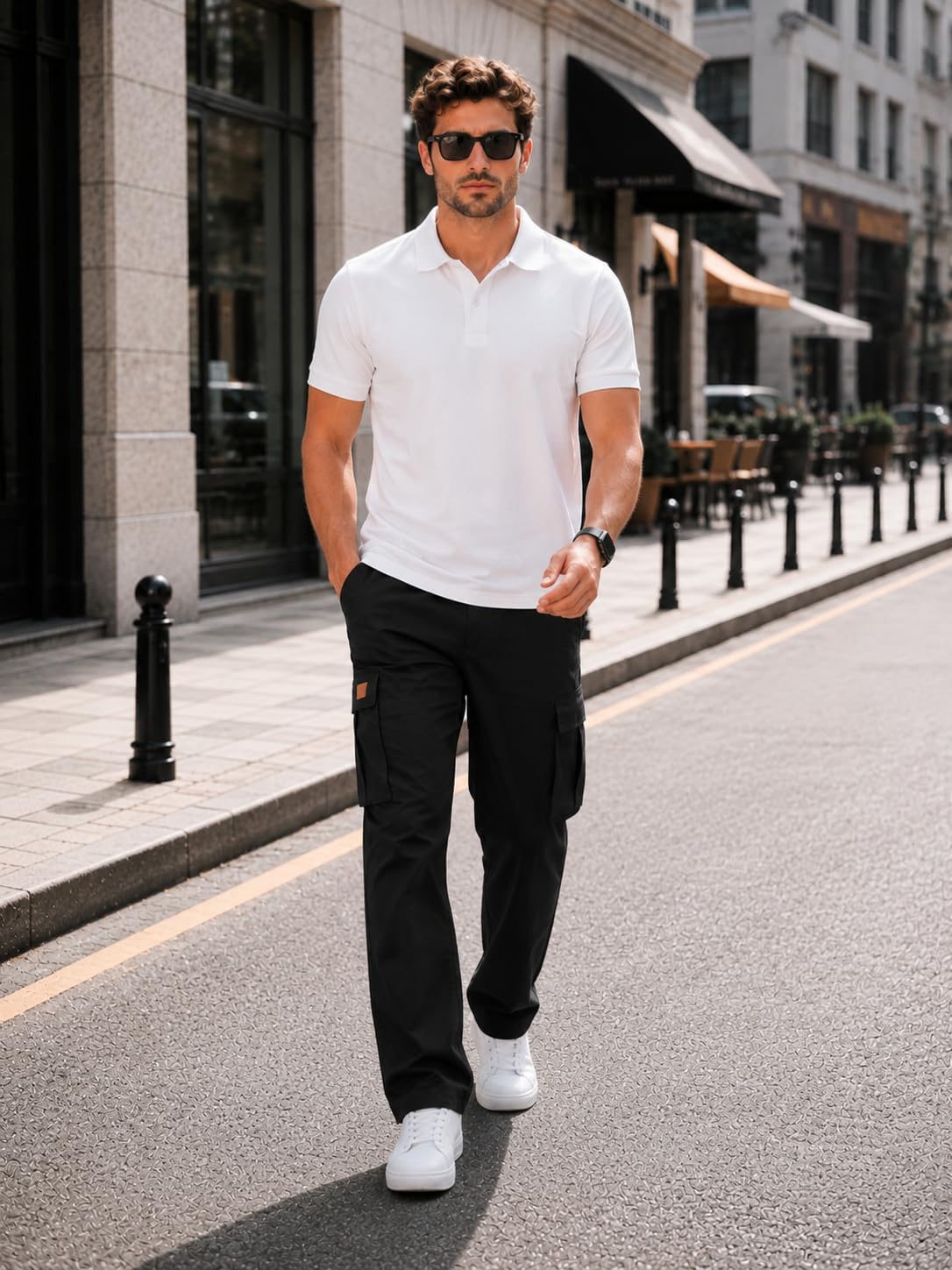 Men's Casual Cargo Pants Hiking Drawstring Pants