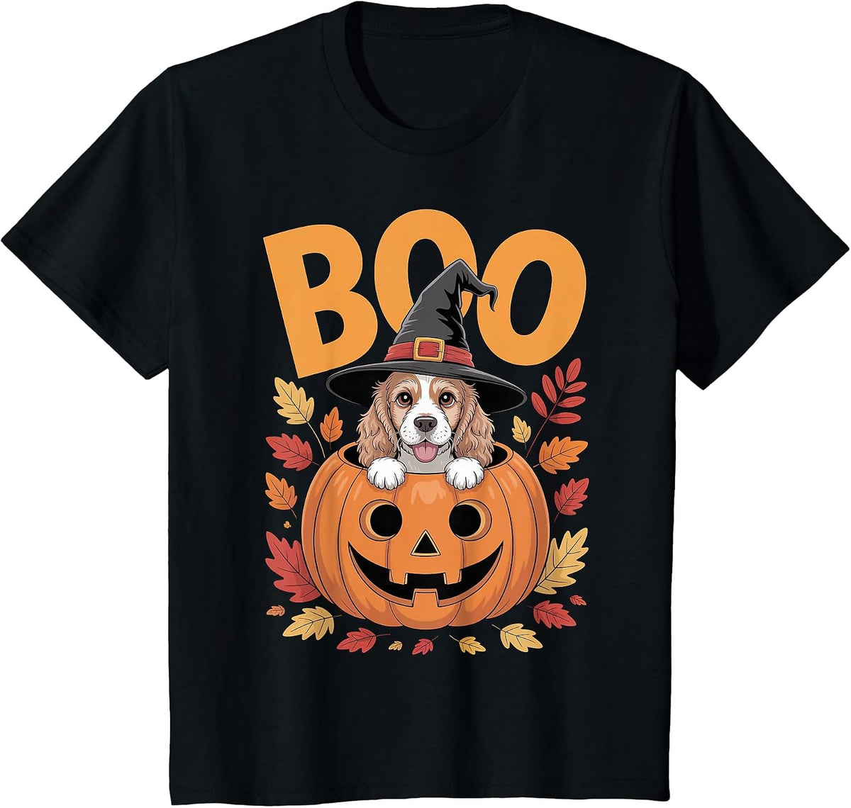 Cocker Costume on Pumpkin Halloween Cocker Spaniel T-Shirt