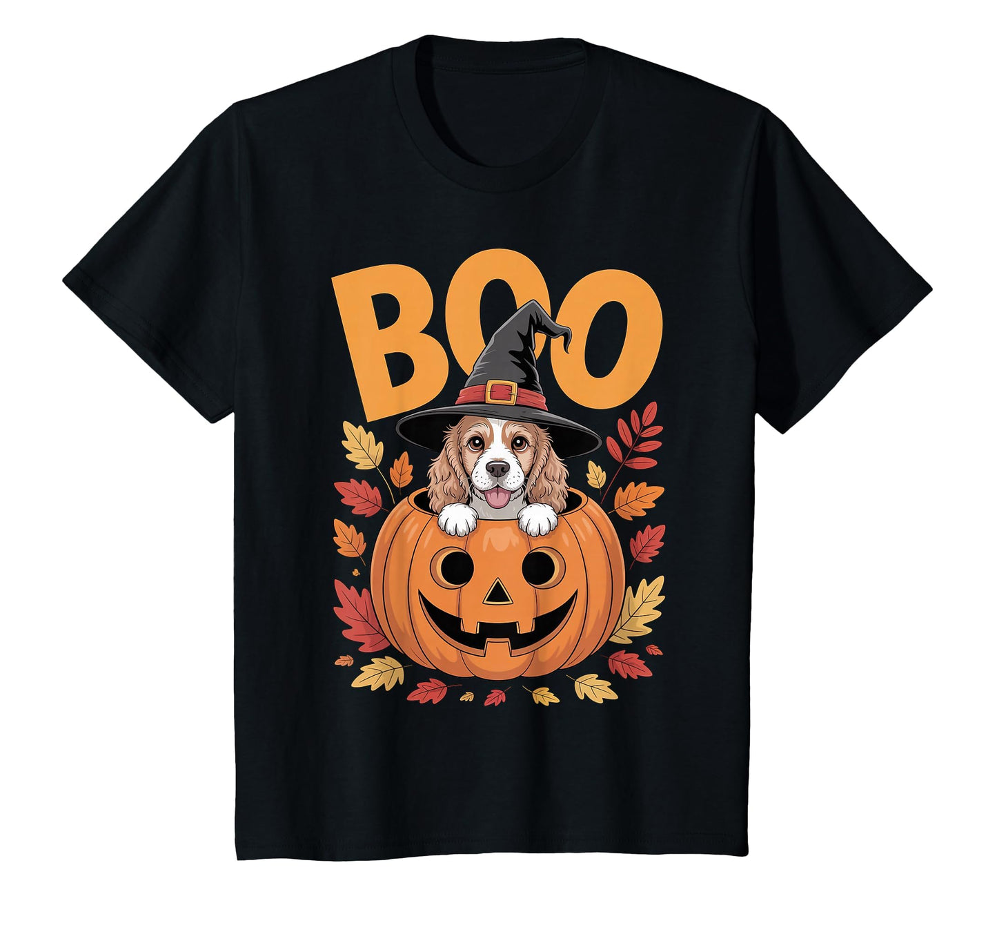 Cocker Costume on Pumpkin Halloween Cocker Spaniel T-Shirt