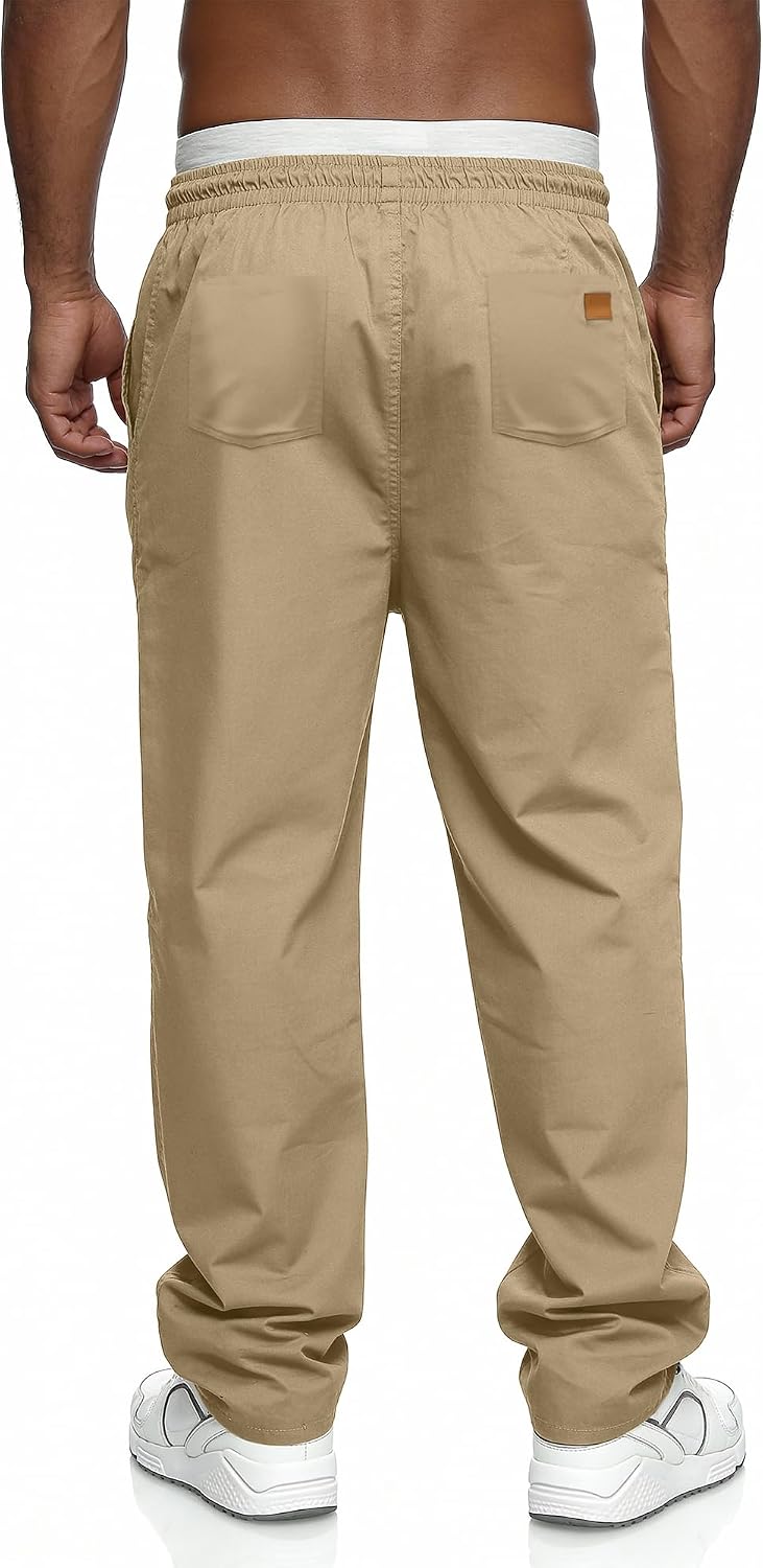 Comdecevis Men's Relaxed Fit Elastic Waist Casual Pants | Soft fabric, breathable joggers, drawstring design, sweatpants with pockets, travel, hiking