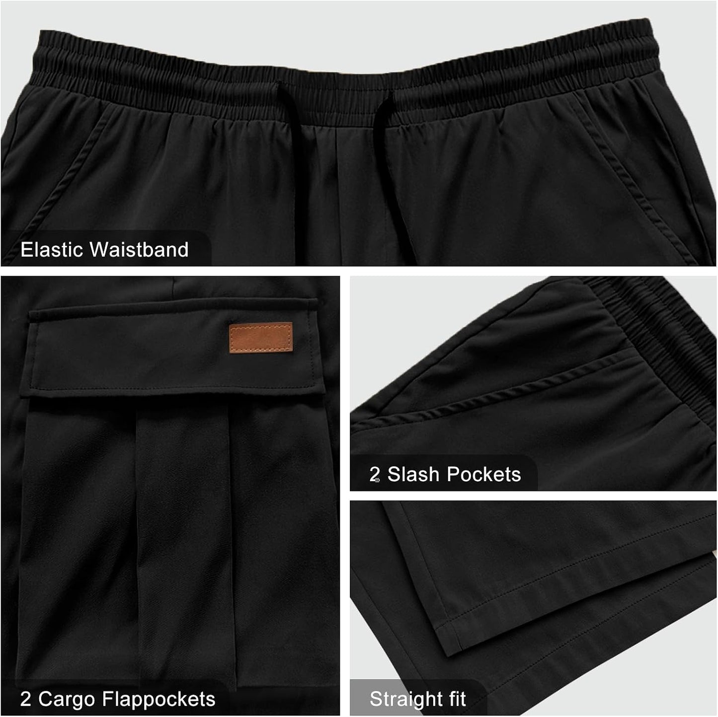 Mens Casual Cargo Pants Drawstring Elastic Waist Sweatpants for Men | Loose Fit Lightweight Tactical Pants with 4 Pockets Outdoor Hiking Athletic Joggers