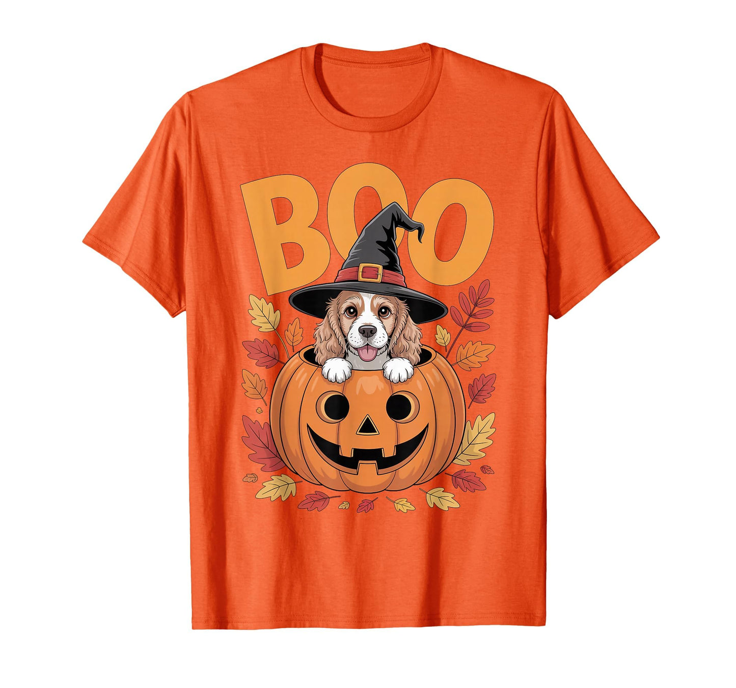Cocker Costume on Pumpkin Halloween Cocker Spaniel T-Shirt