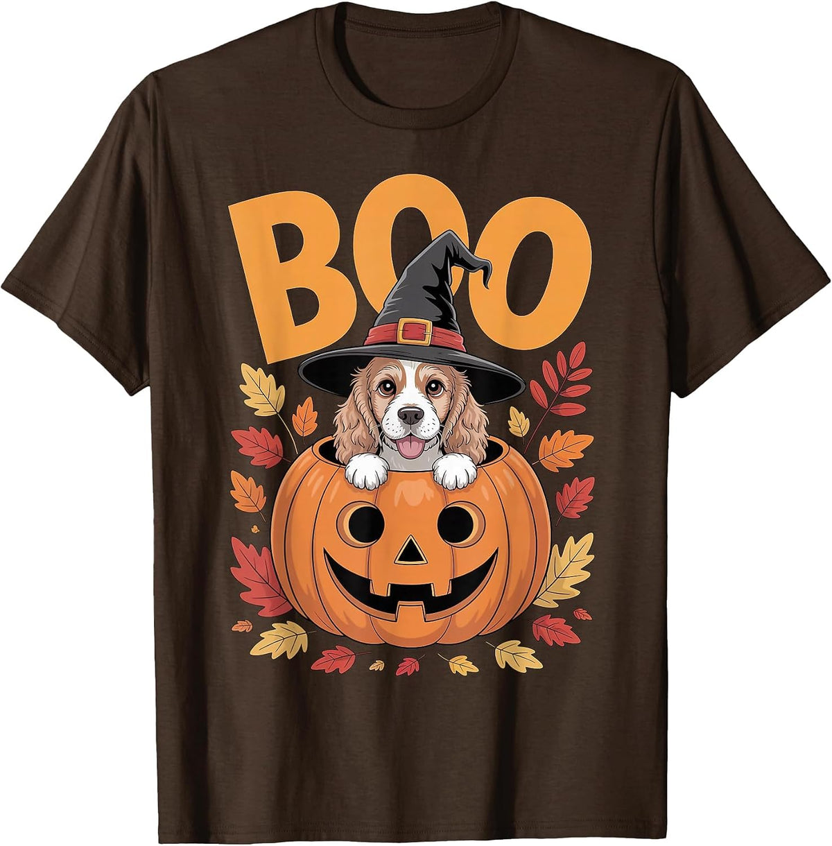 Cocker Costume on Pumpkin Halloween Cocker Spaniel T-Shirt