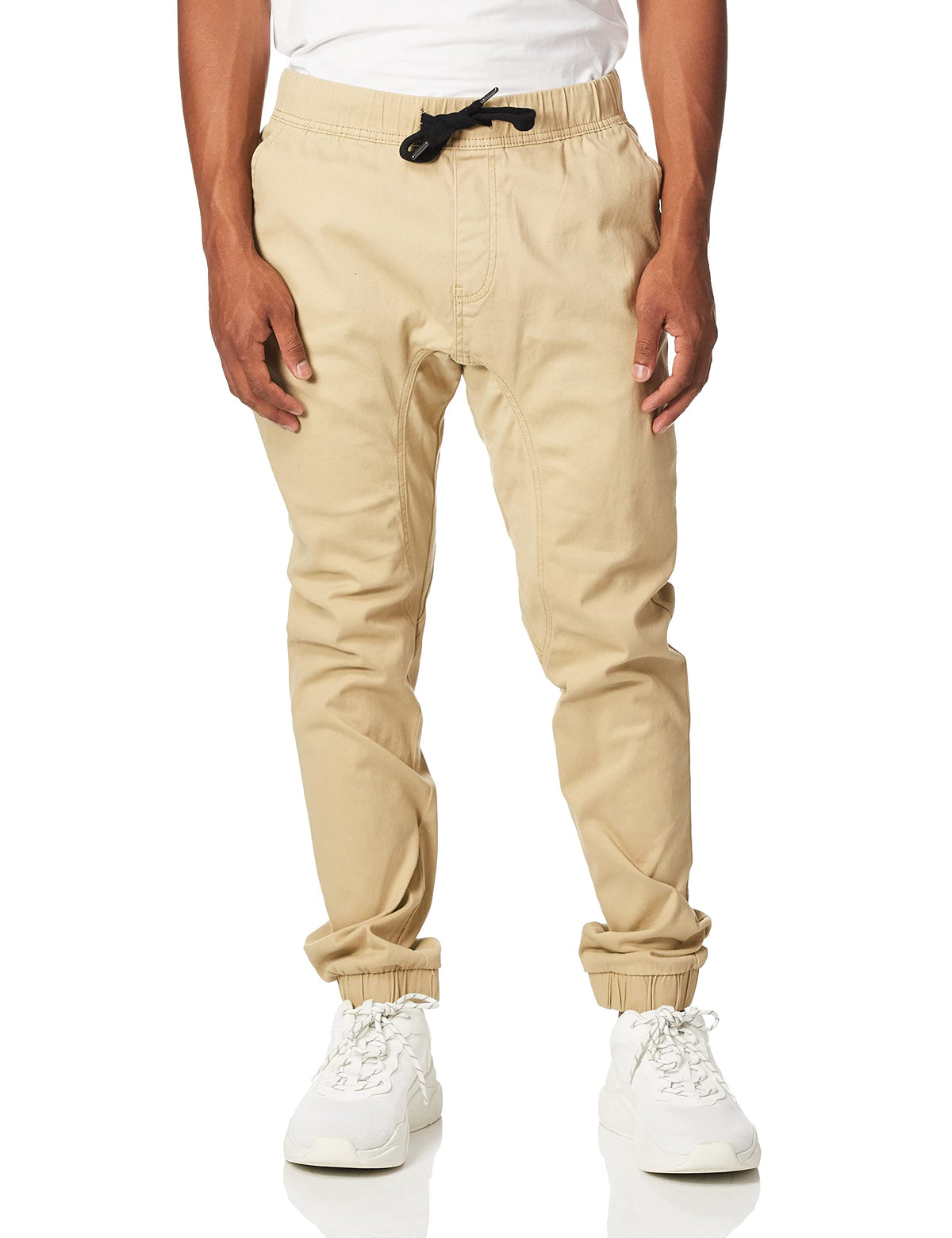 WT02 Mens Jogger Pants in Basic Solid Colors and Stretch Twill Fabric