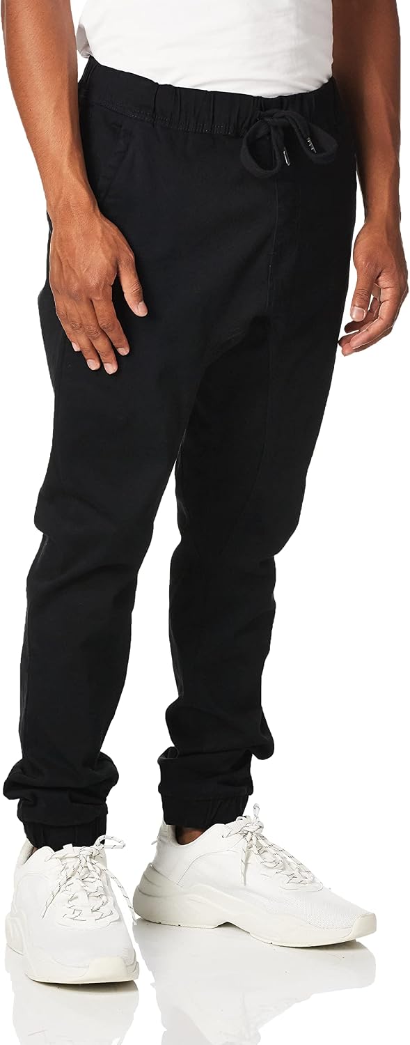 WT02 Mens Jogger Pants in Basic Solid Colors and Stretch Twill Fabric