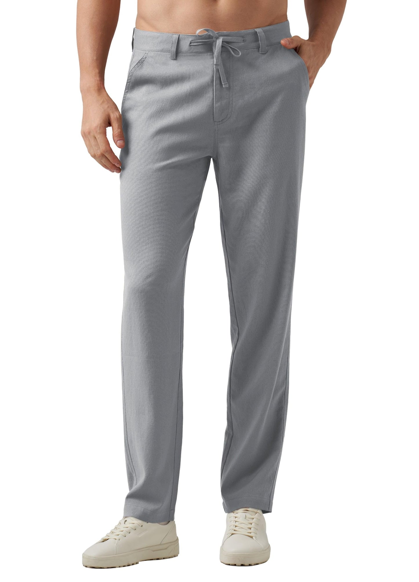 Willit Men's Linen Pants Casual with Pockets 29" 30" 32" | Linen Dress Pants, Drawstring, Beach Summer Travel, Lightweight Trousers