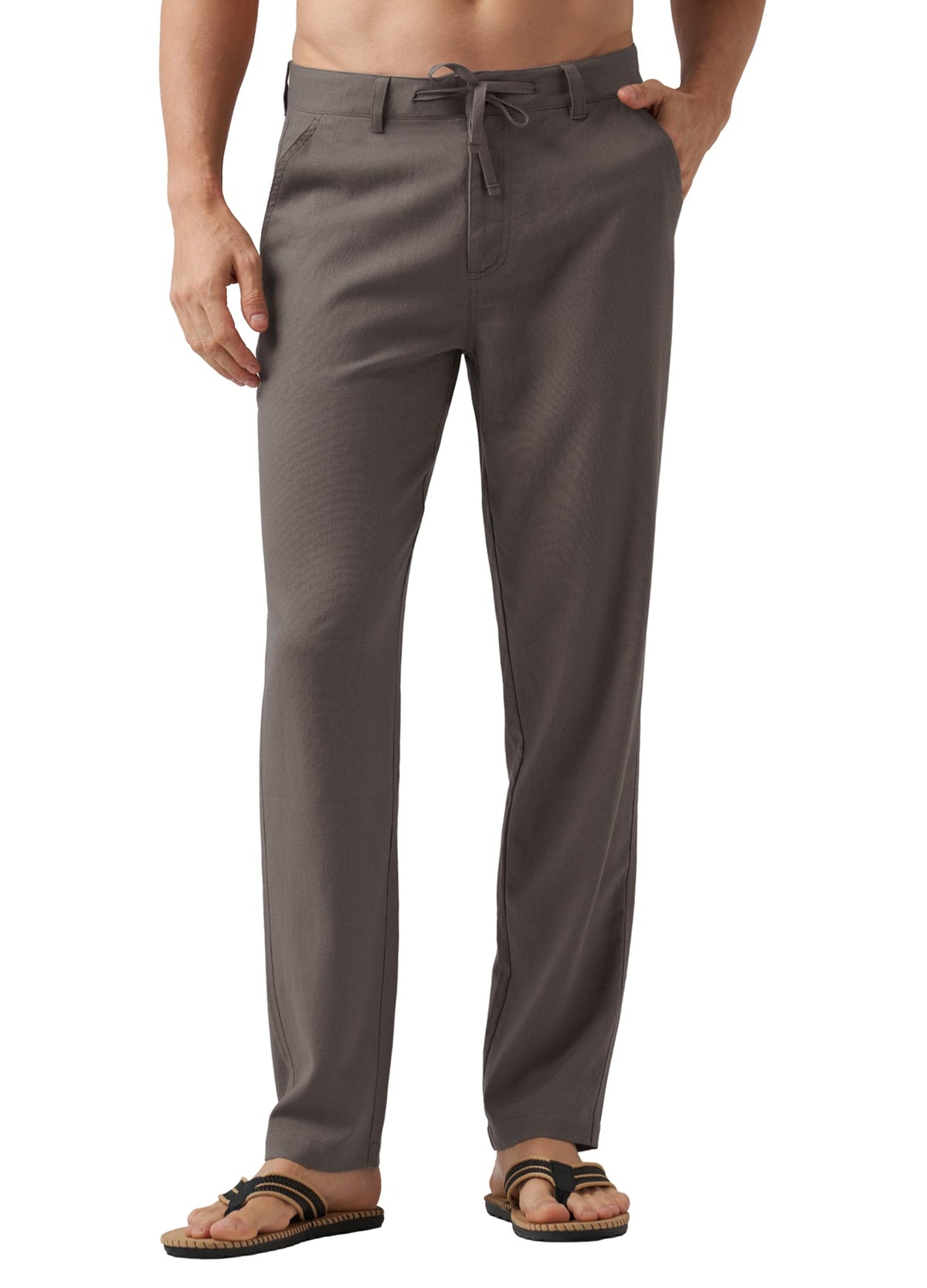 Willit Men's Linen Pants Casual with Pockets 29" 30" 32" | Linen Dress Pants, Drawstring, Beach Summer Travel, Lightweight Trousers