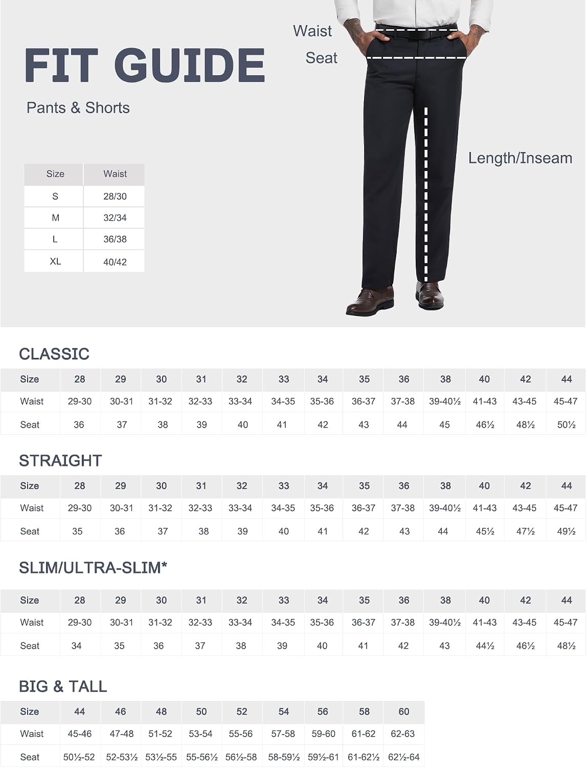 Mens Dress Pants Classic Fit Wrinkle-Free Expandable Waist Slacks | Breathable Fabric, Work Business Office, Flat Front, 4 Pockets, Machine Washable