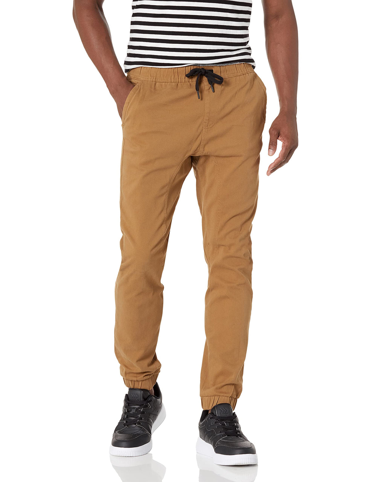 WT02 Mens Jogger Pants in Basic Solid Colors and Stretch Twill Fabric