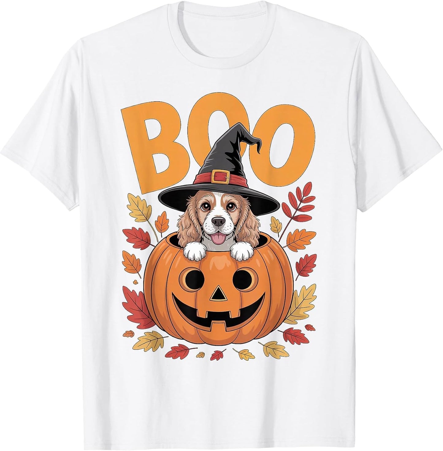 Cocker Costume on Pumpkin Halloween Cocker Spaniel T-Shirt