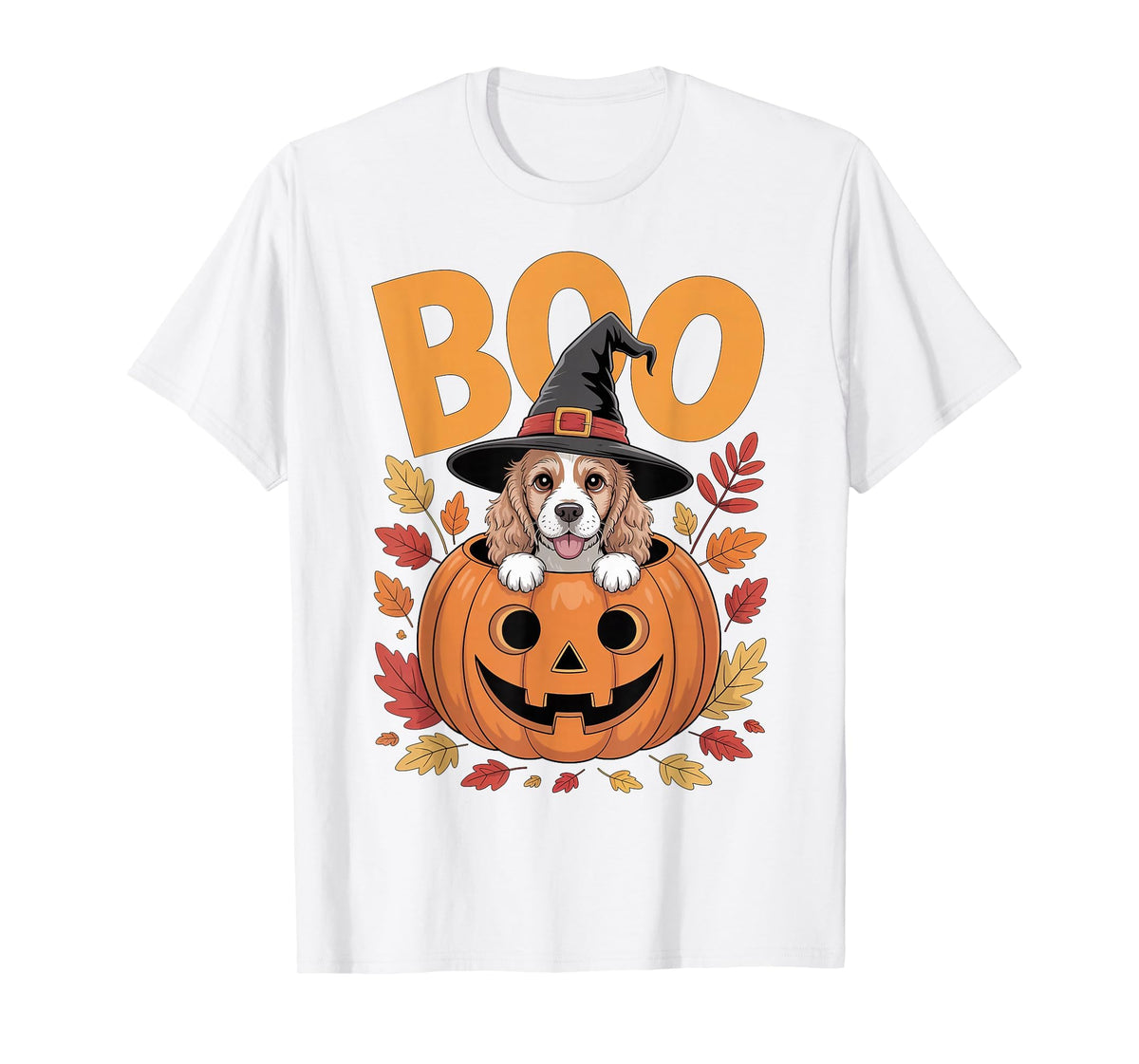 Cocker Costume on Pumpkin Halloween Cocker Spaniel T-Shirt