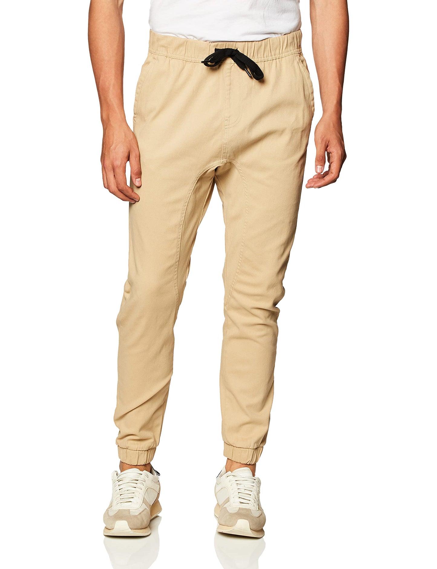 WT02 Mens Jogger Pants in Basic Solid Colors and Stretch Twill Fabric