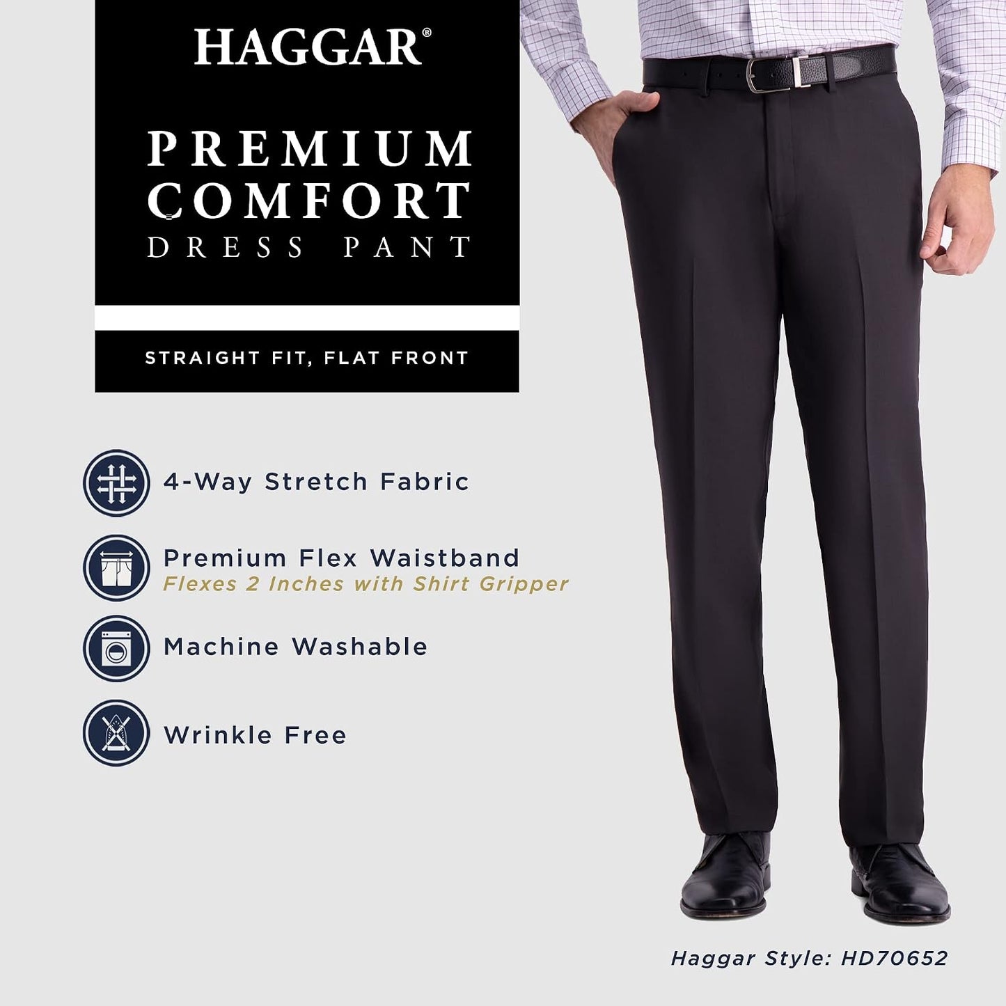 Haggar Men's Straight Fit Premium Comfort Dress Pant