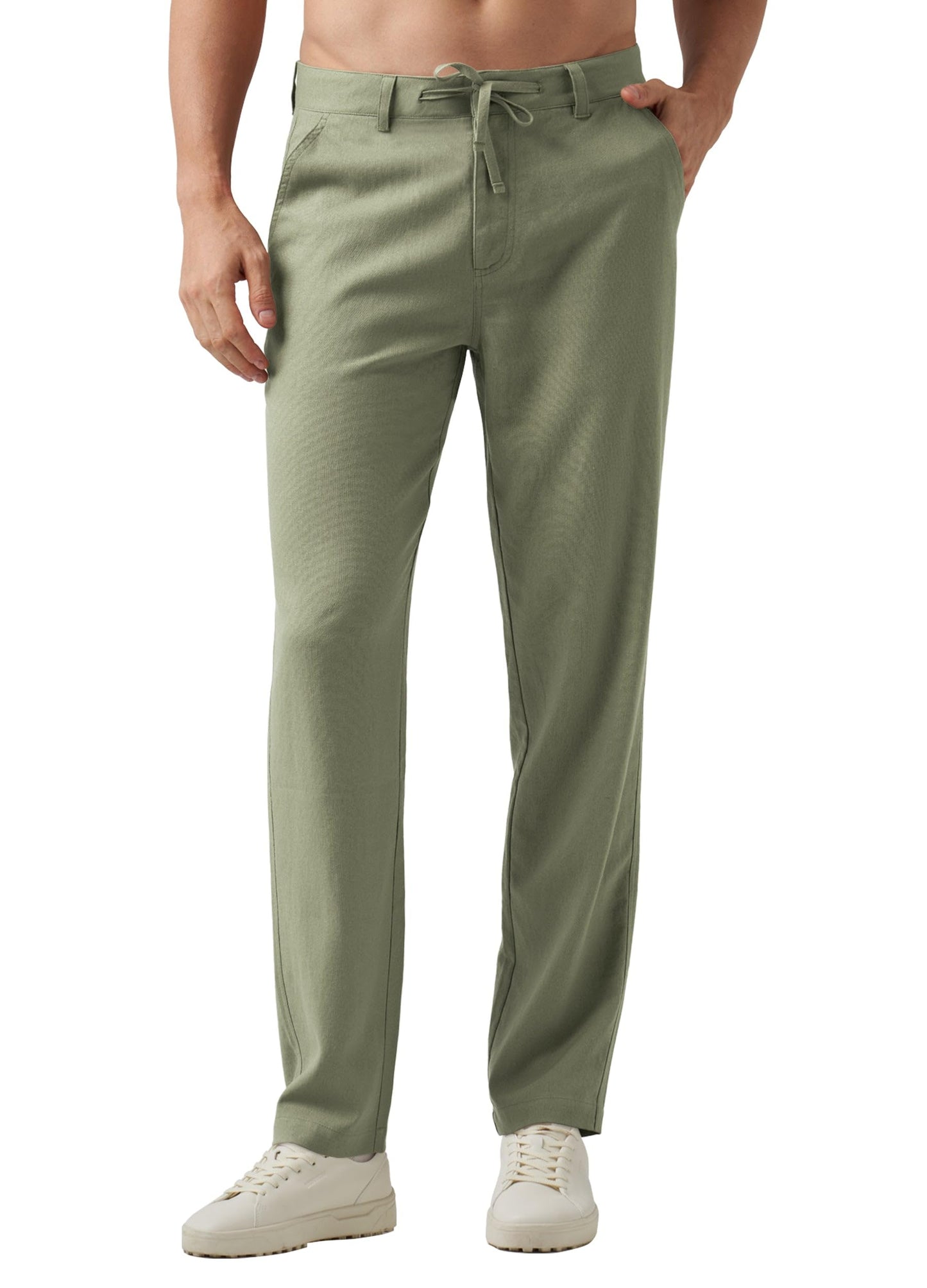 Willit Men's Linen Pants Casual with Pockets 29" 30" 32" | Linen Dress Pants, Drawstring, Beach Summer Travel, Lightweight Trousers