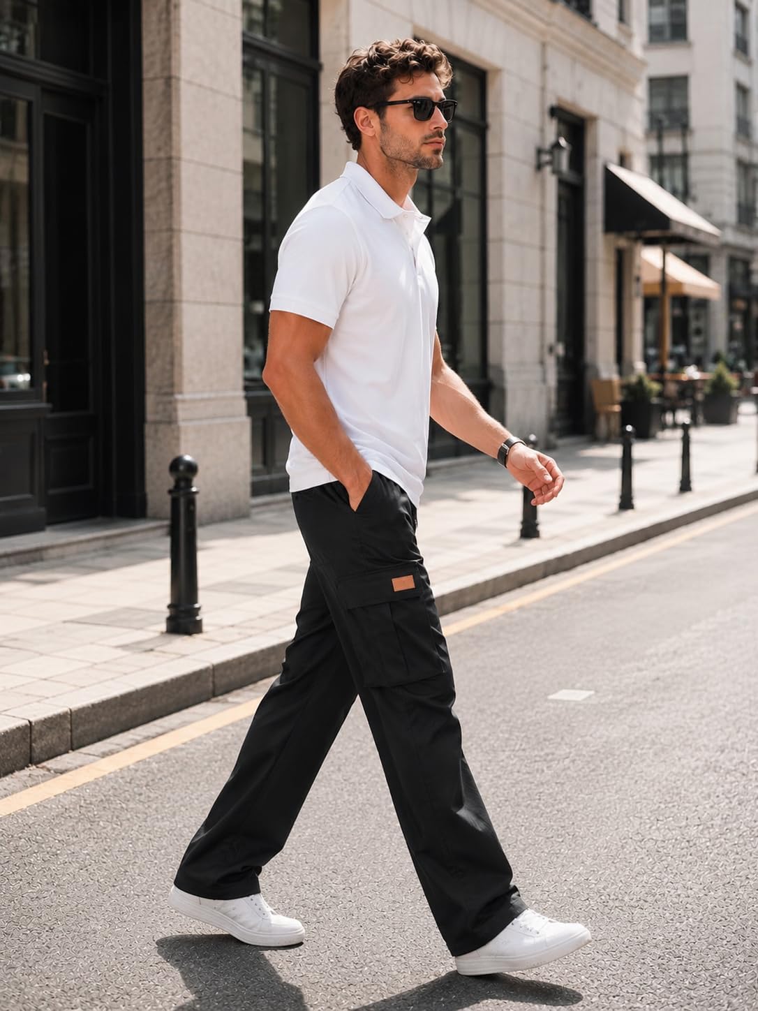 Men's Casual Cargo Pants Hiking Drawstring Pants